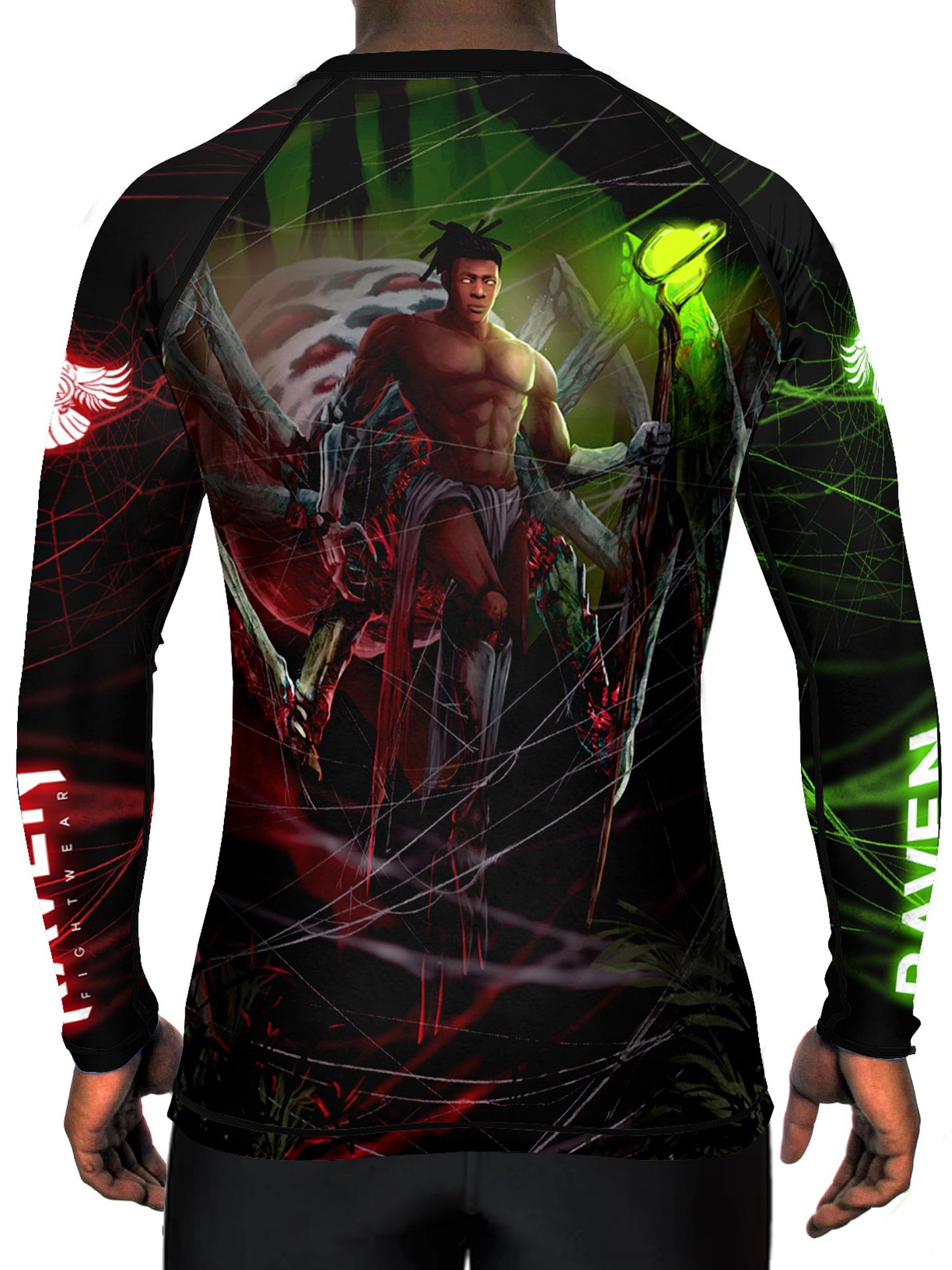 Raven Fightwear Men's Akan Diety Anansi the Spider BJJ Rash Guard MMA Black