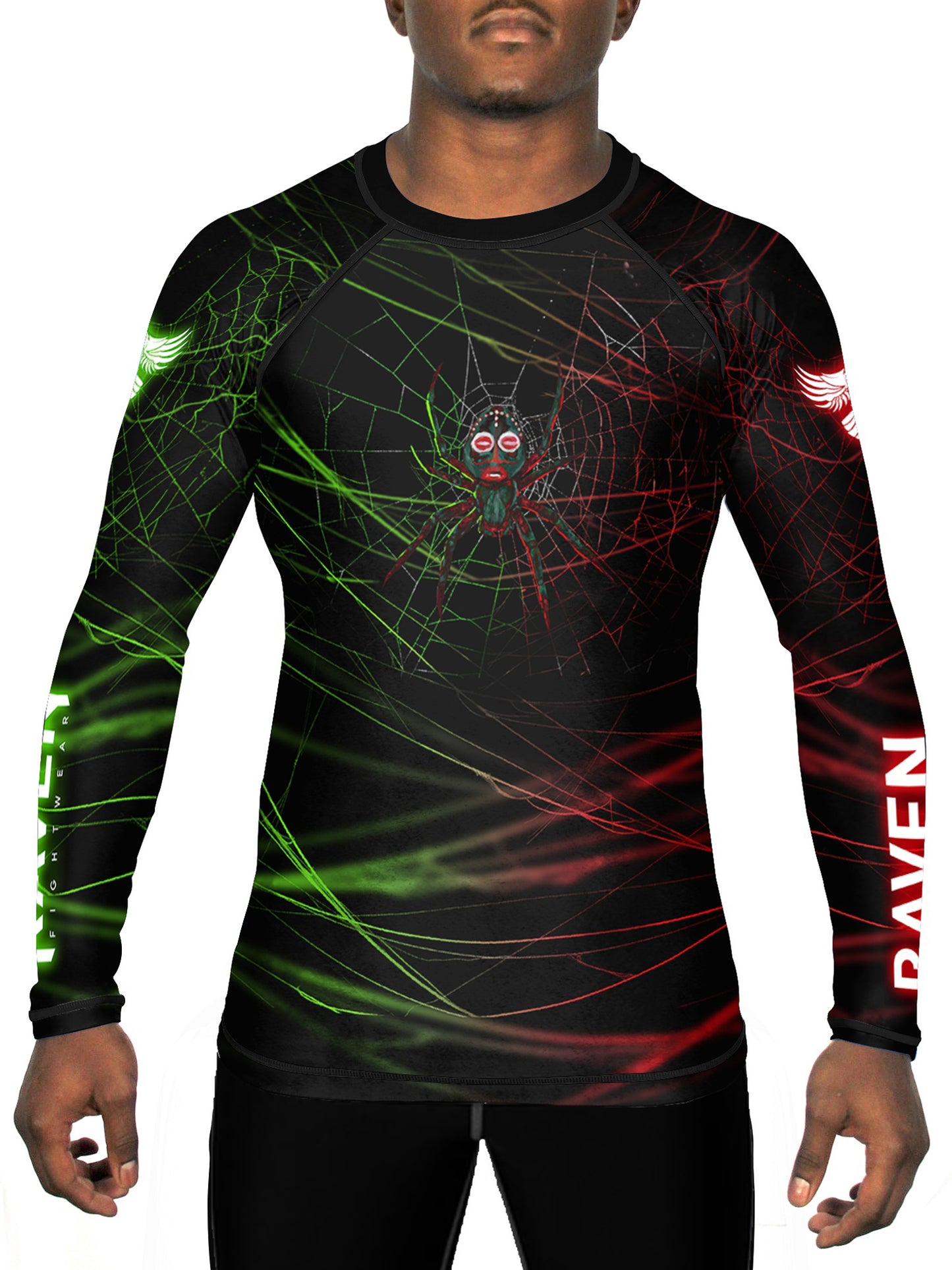 Raven Fightwear Men's Akan Diety Anansi the Spider BJJ Rash Guard MMA Black