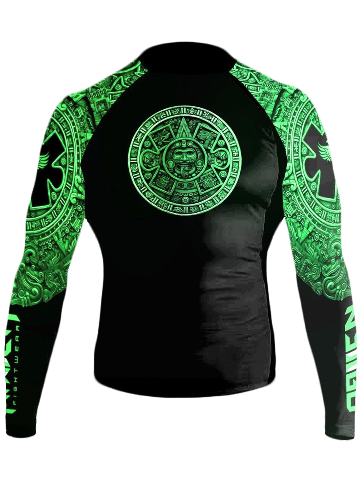 Raven Fightwear Men's Aztec Ranked BJJ Rash Guard MMA Green