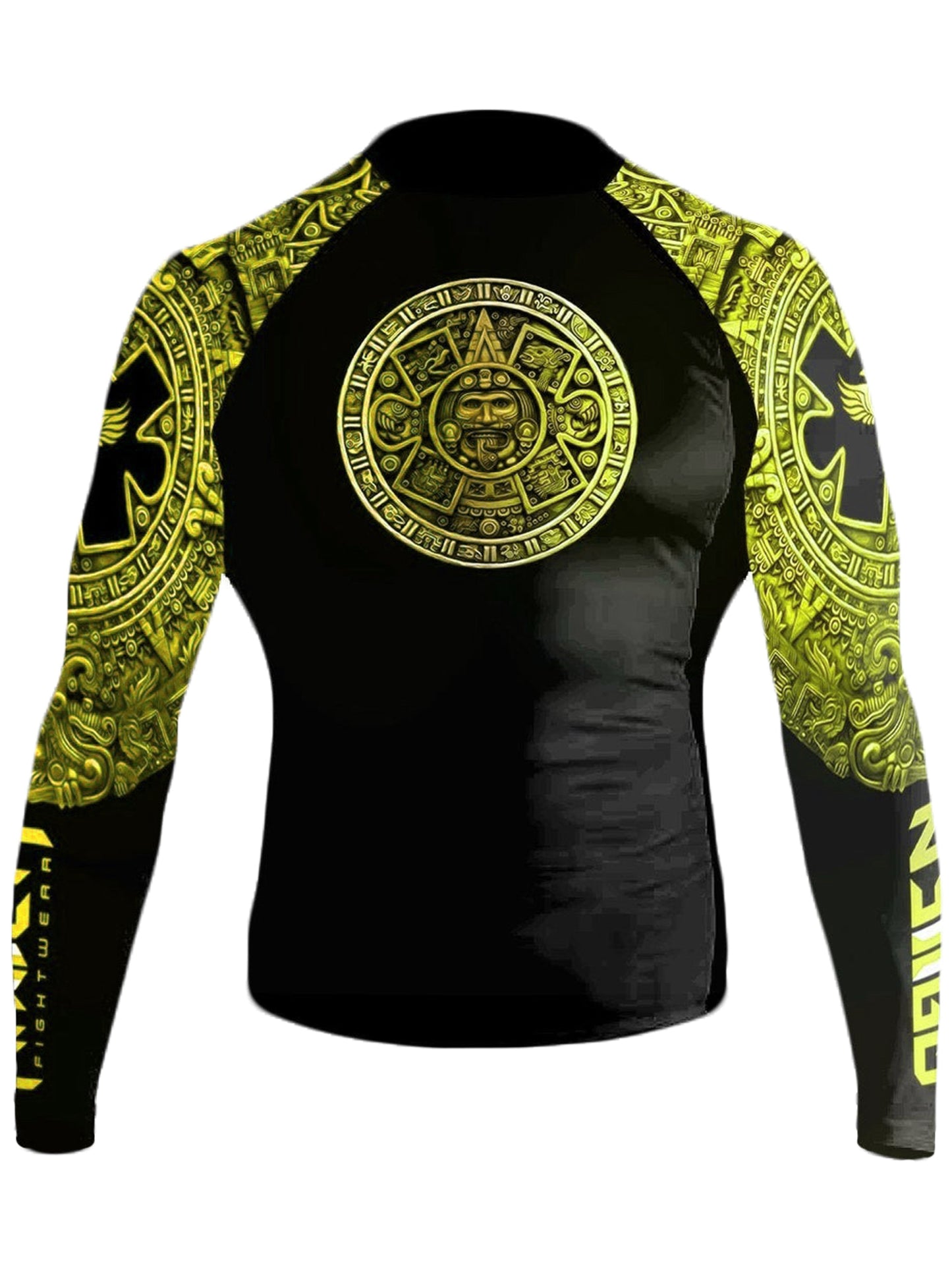 Raven Fightwear Men's Aztec Ranked BJJ Rash Guard MMA Yellow