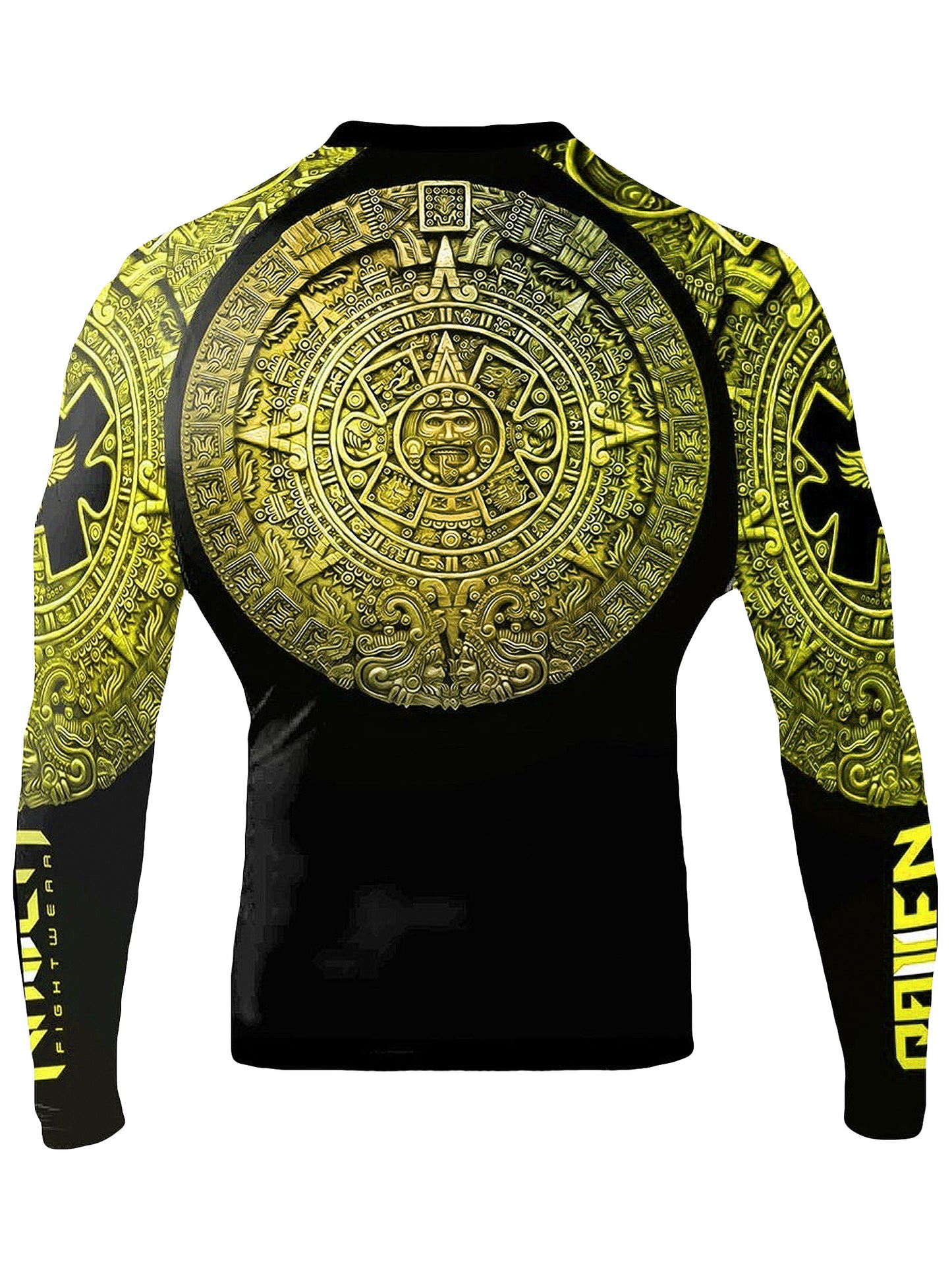 Raven Fightwear Men's Aztec Ranked BJJ Rash Guard MMA Yellow