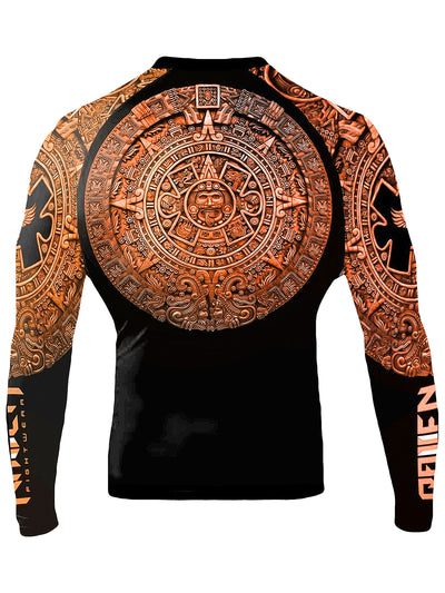 Raven Fightwear Men's Aztec Ranked BJJ Rash Guard MMA Orange