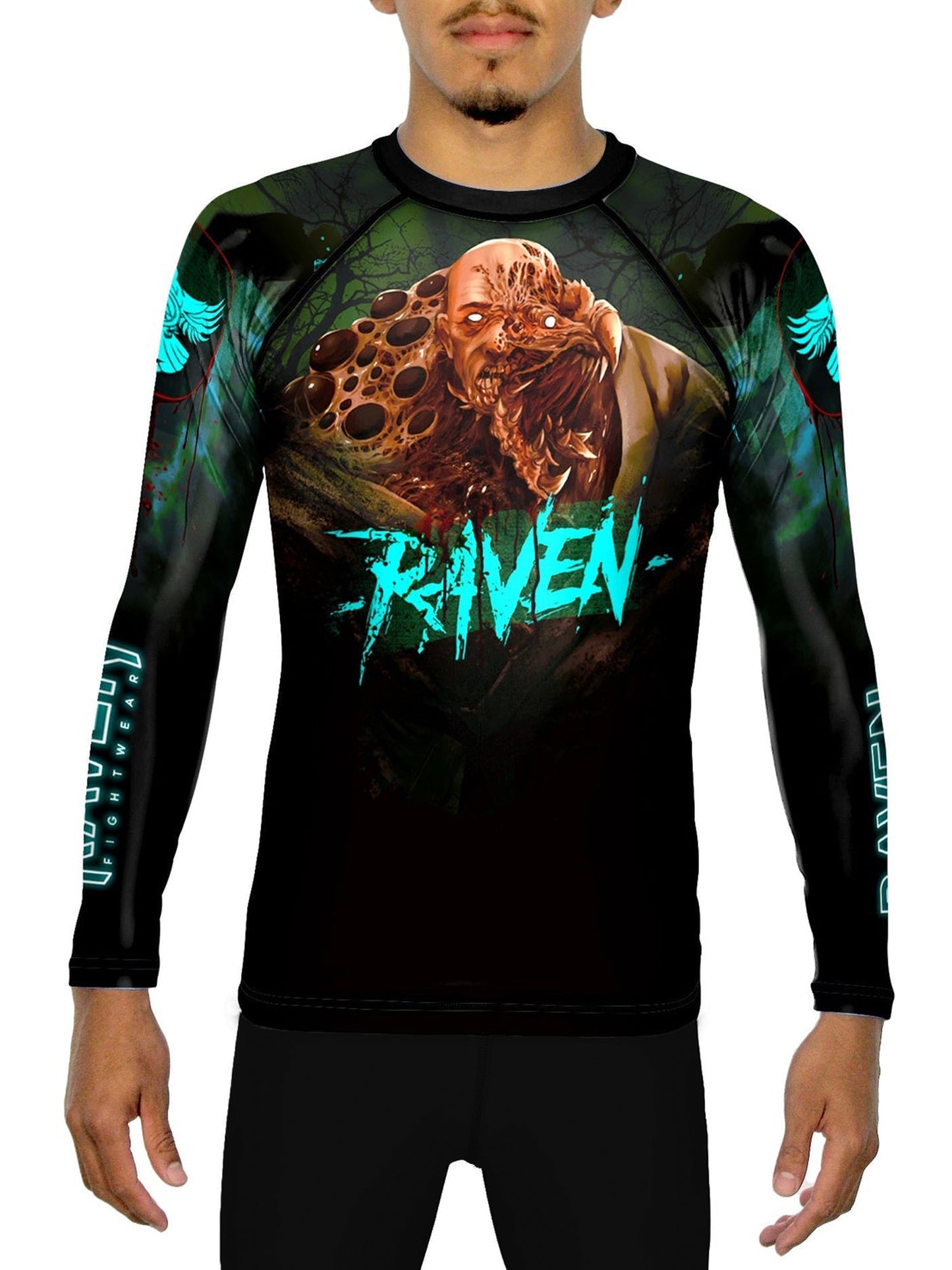 Raven Fightwear Men's Zombie BJJ Rash Guard MMA Black