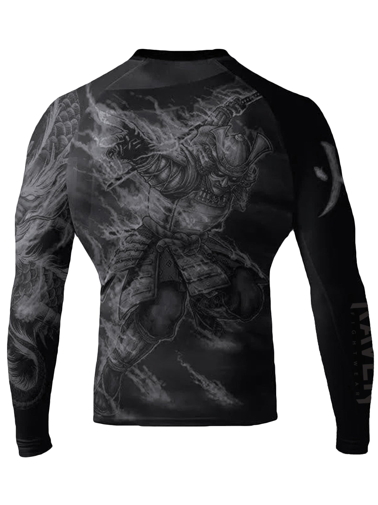 Raven Fightwear Men's Dragon Fire Element BJJ Rash Guard Long Sleeve MMA Black Edition
