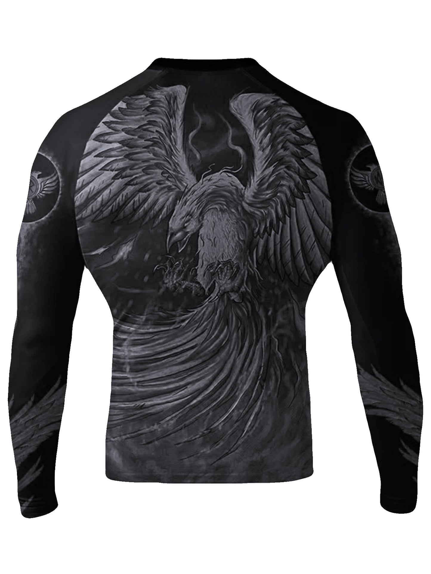 Raven Fightwear Men's The Phoenix Fire BJJ Rash Guard Long Sleeve MMA Black Edition