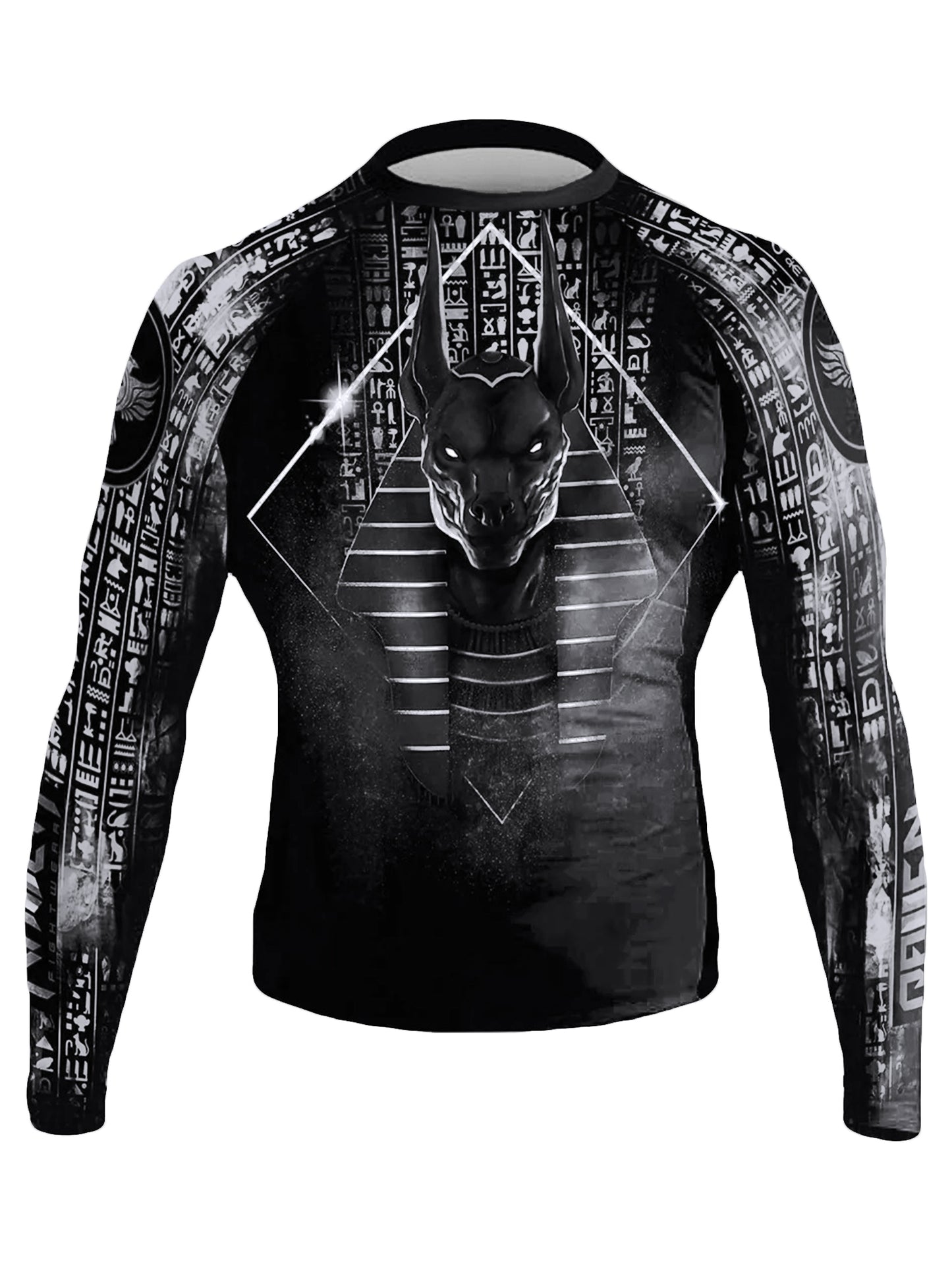 Raven Fightwear Men's The Egyptian God Anubis BJJ Rash Guard Long Sleeve MMA Black Edition