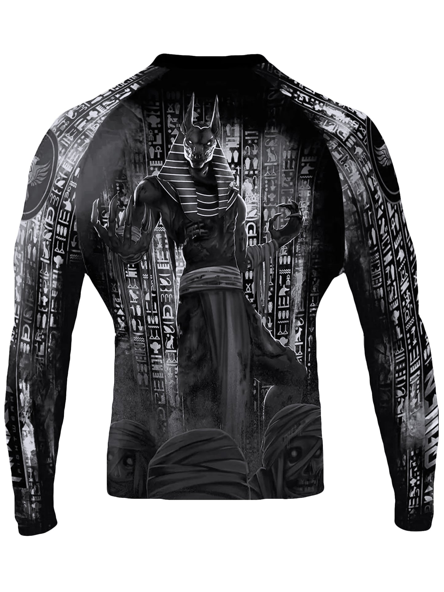 Raven Fightwear Men's The Egyptian God Anubis BJJ Rash Guard Long Sleeve MMA Black Edition