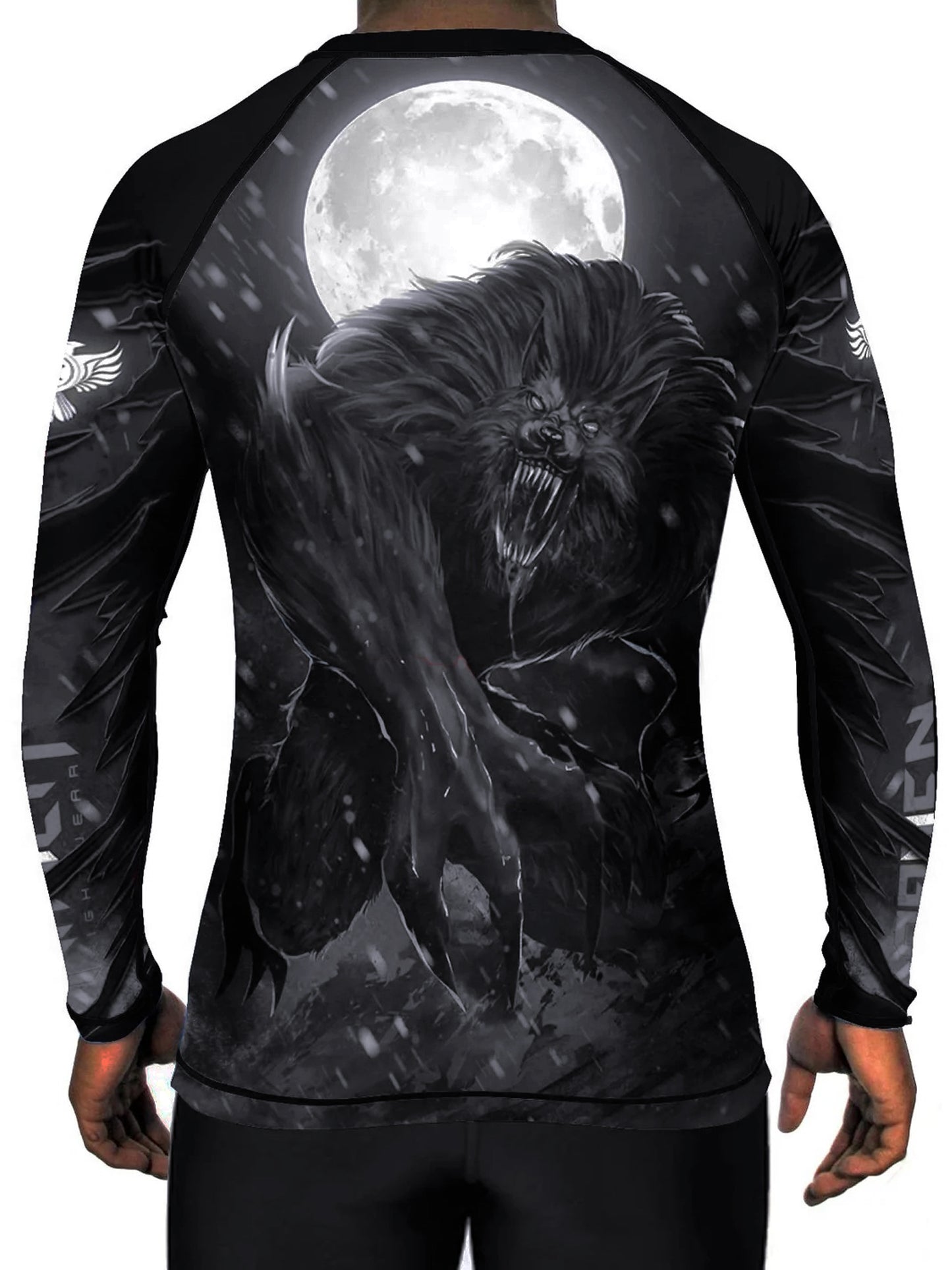 Raven Fightwear Men's The Werewolf Lycan BJJ Rash Guard Long Sleeve MMA Black Edition