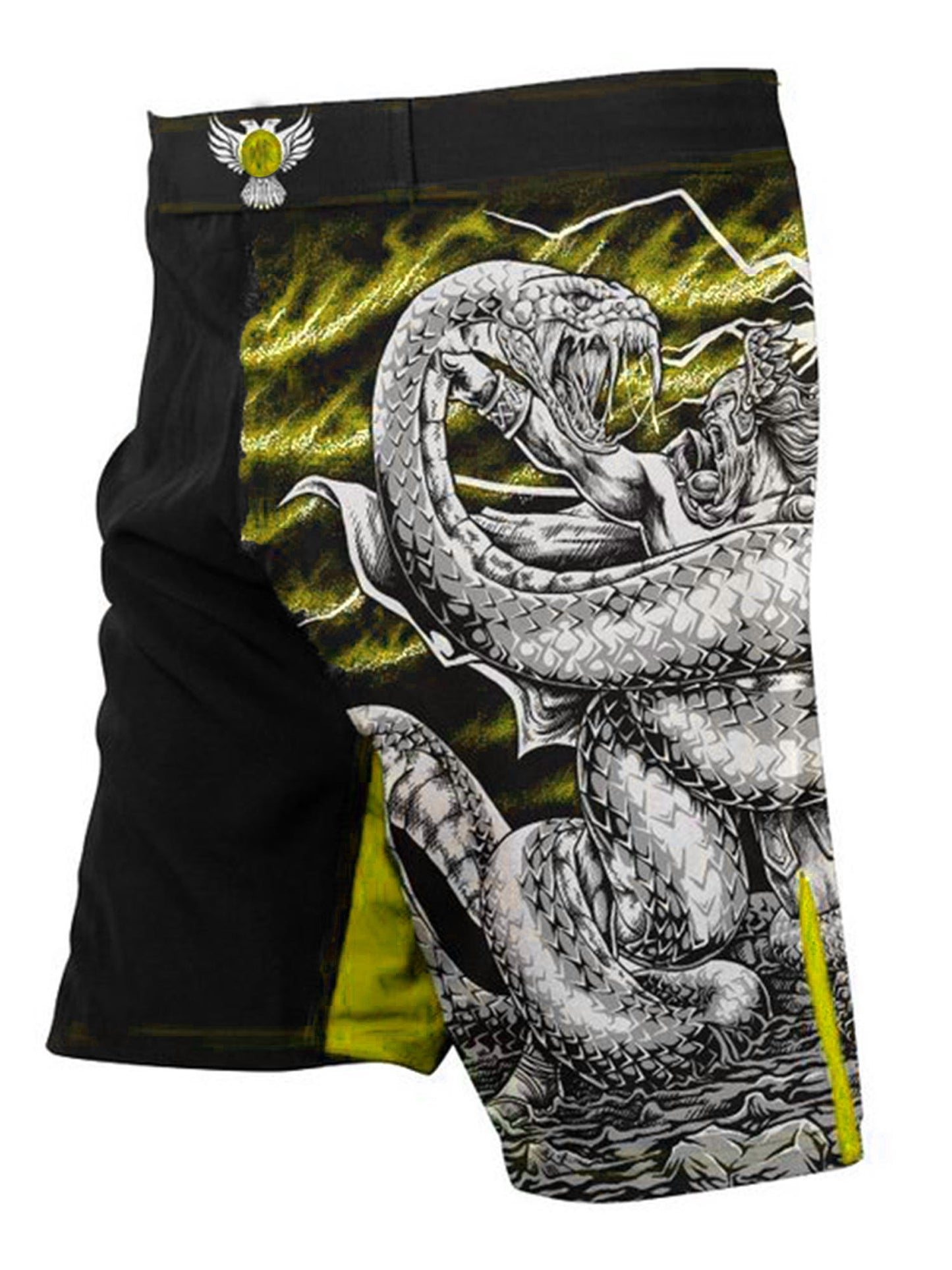 Raven Fightwear Men's Thor Norse MMA Shorts BJJ Black/Yellow