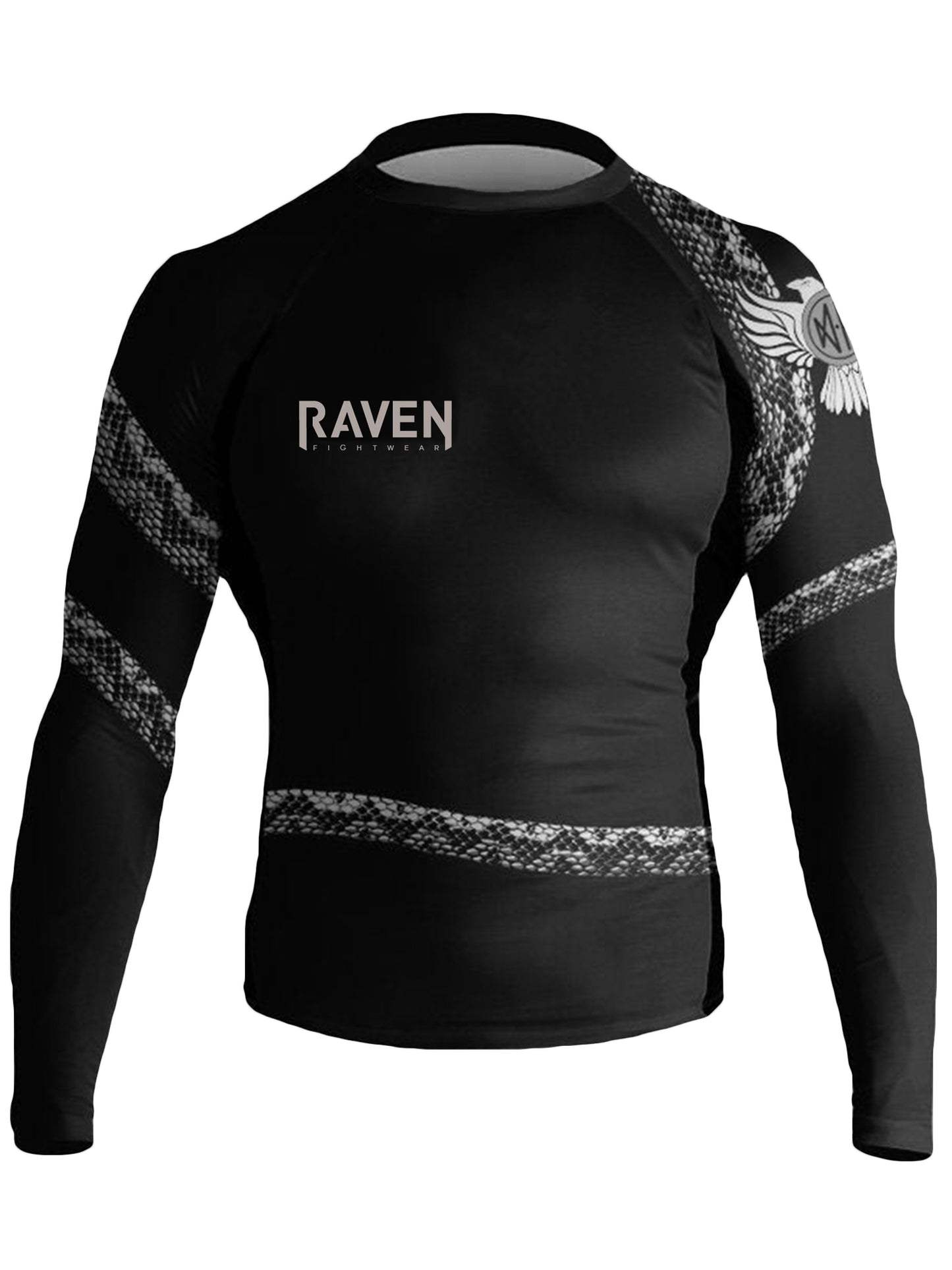 Raven Fightwear Men's Vipera Snake BJJ Rash Guard MMA Black/White
