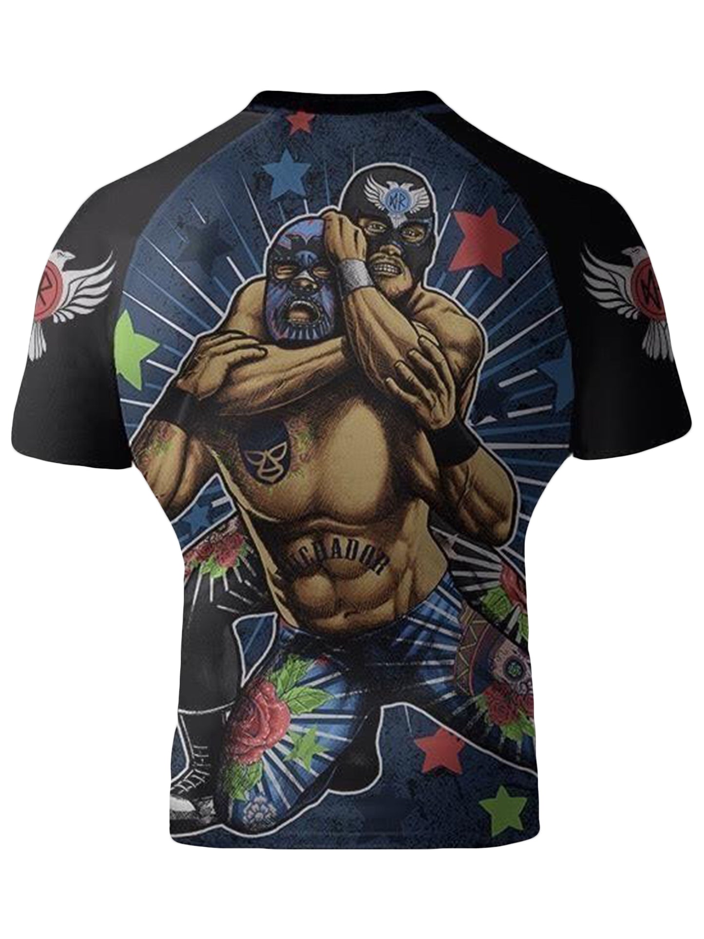 Raven Fightwear Men's Luchador El Cuervo BJJ Rash Guard Short Sleeve MMA Black