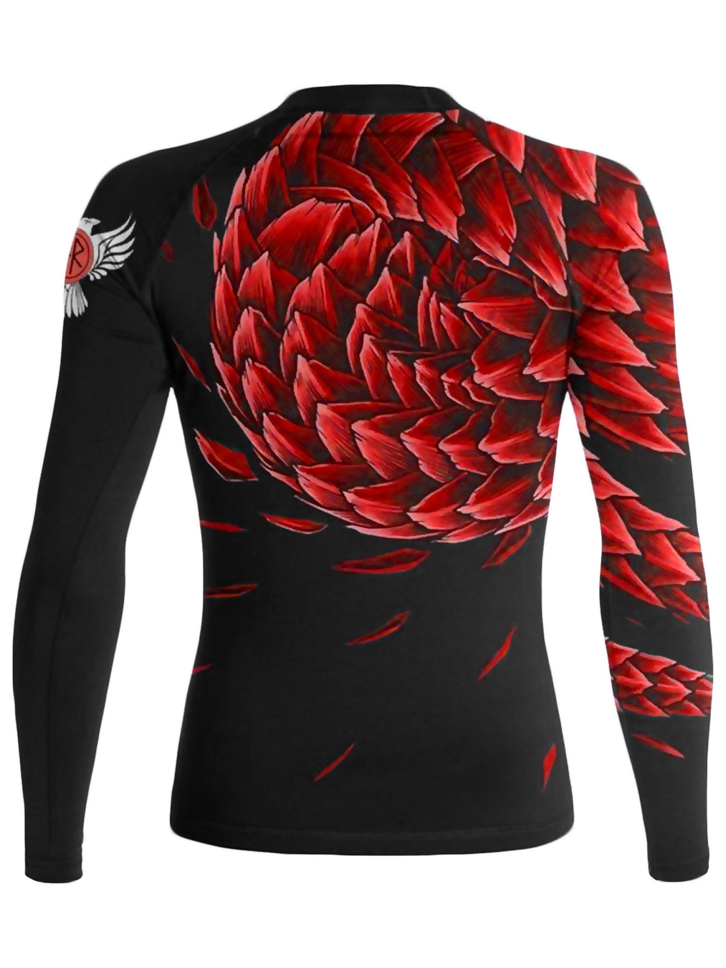 Raven Fightwear Women's Power Pangolin BJJ Rash Guard MMA Black/Red