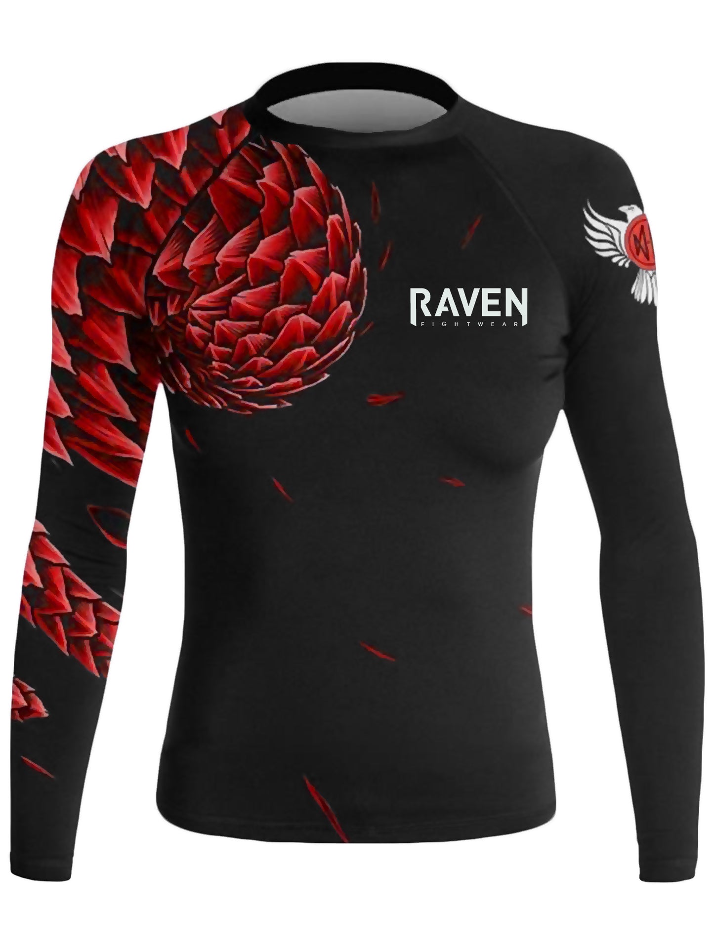 Raven Fightwear Women's Power Pangolin BJJ Rash Guard MMA Black/Red