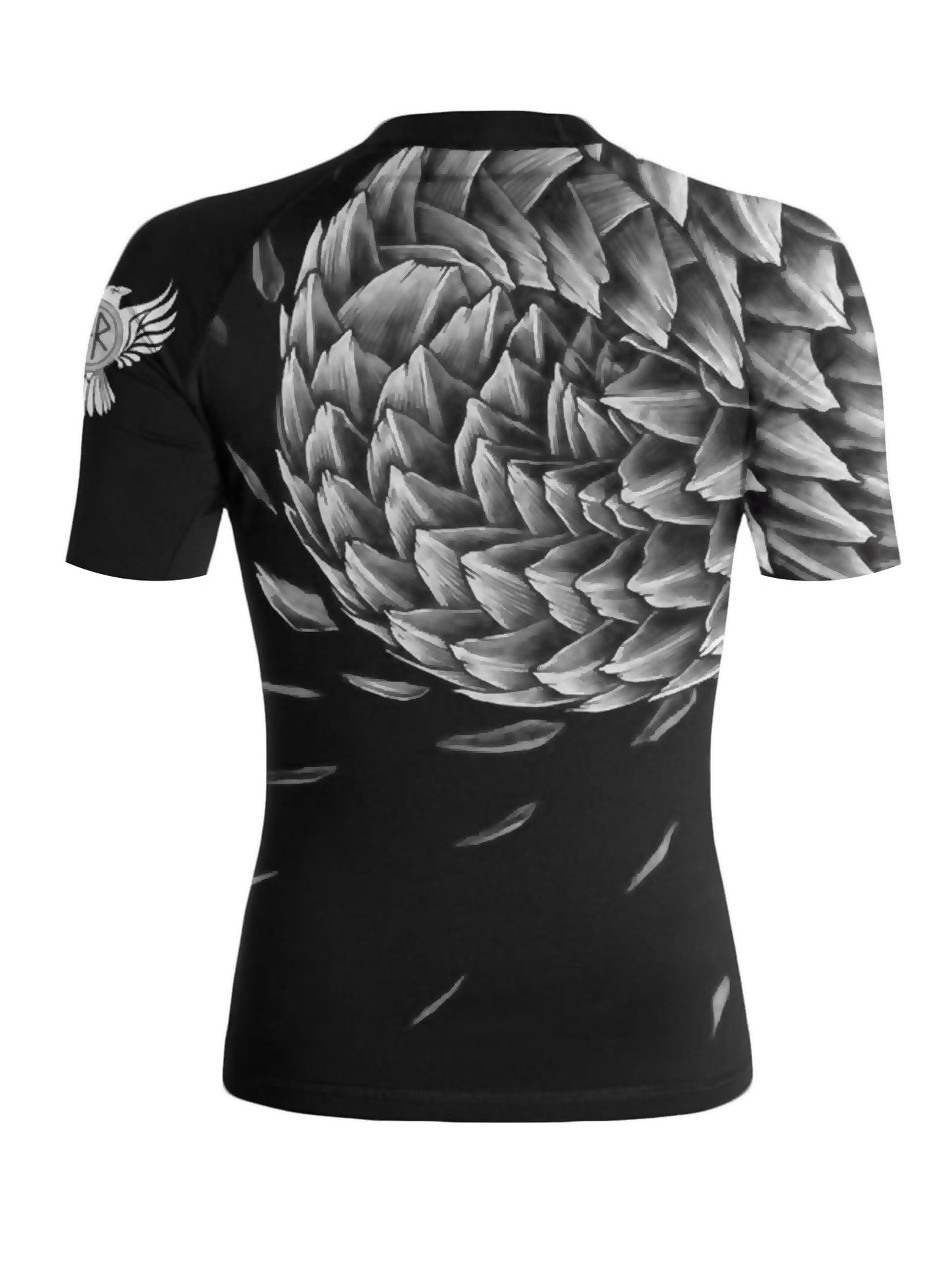 Raven Fightwear Women's Power Pangolin BJJ Rash Guard Short Sleeve MMA Black/White