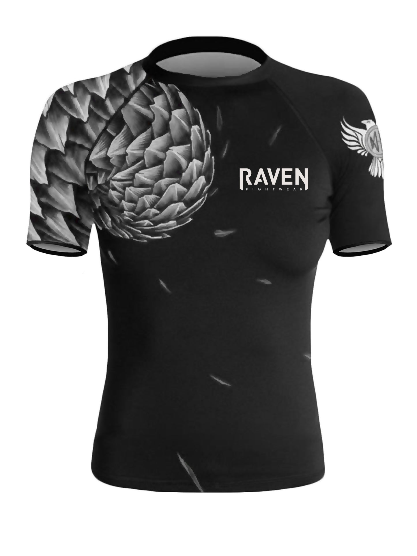 Raven Fightwear Women's Power Pangolin BJJ Rash Guard Short Sleeve MMA Black/White