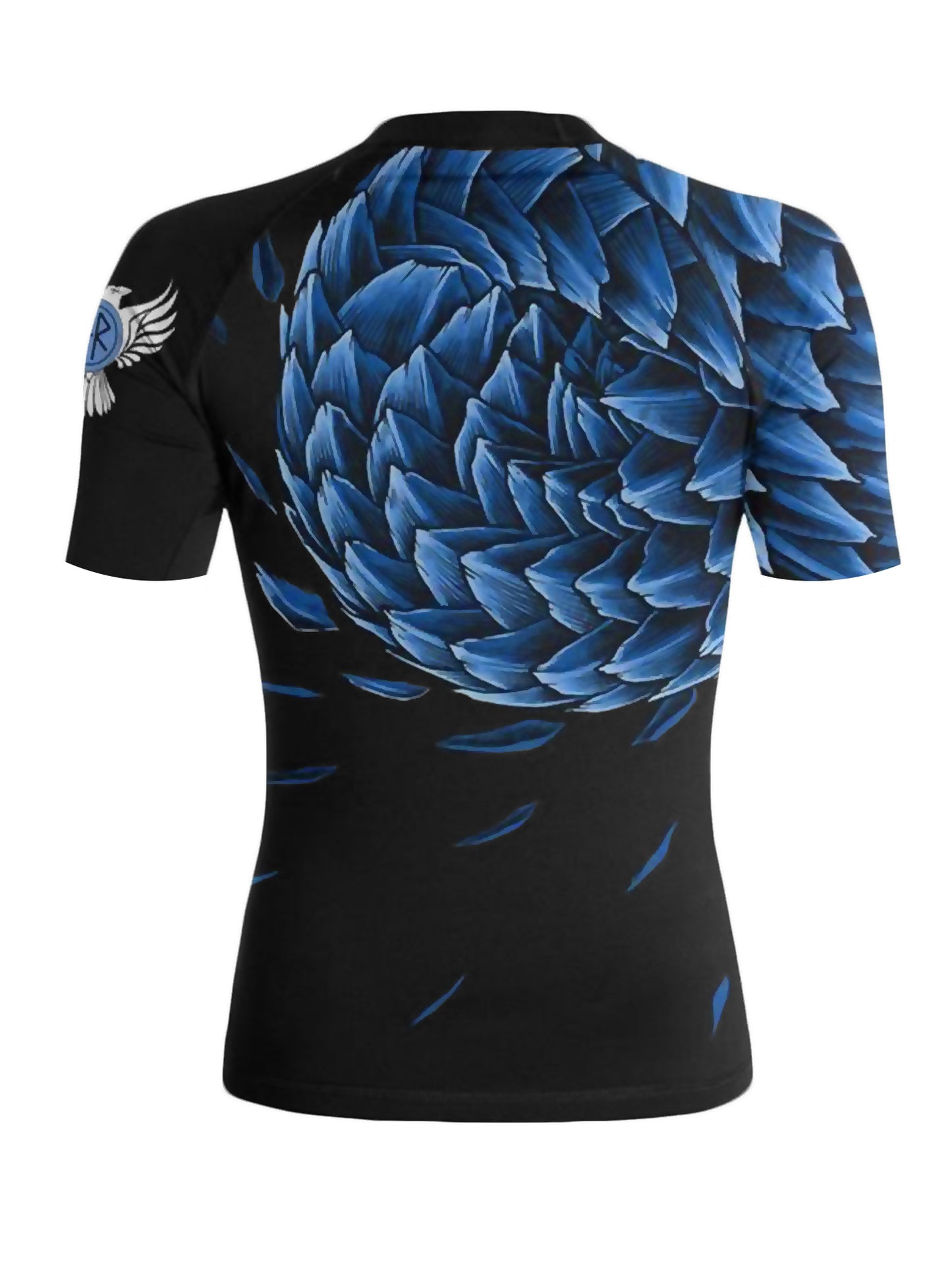 Raven Fightwear Women's Power Pangolin BJJ Rash Guard Short Sleeve MMA Black/Blue