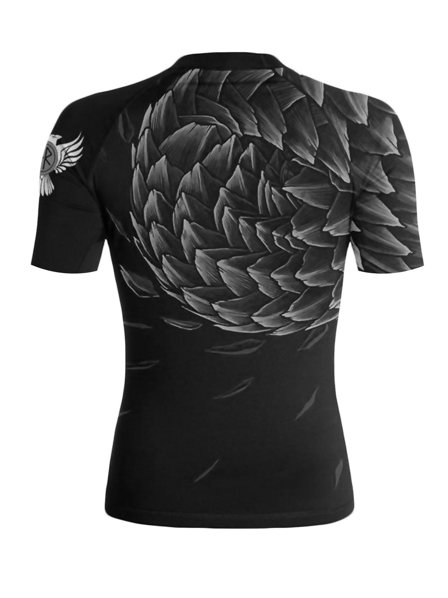 Raven Fightwear Women's Power Pangolin BJJ Rash Guard Short Sleeve MMA Black/Black