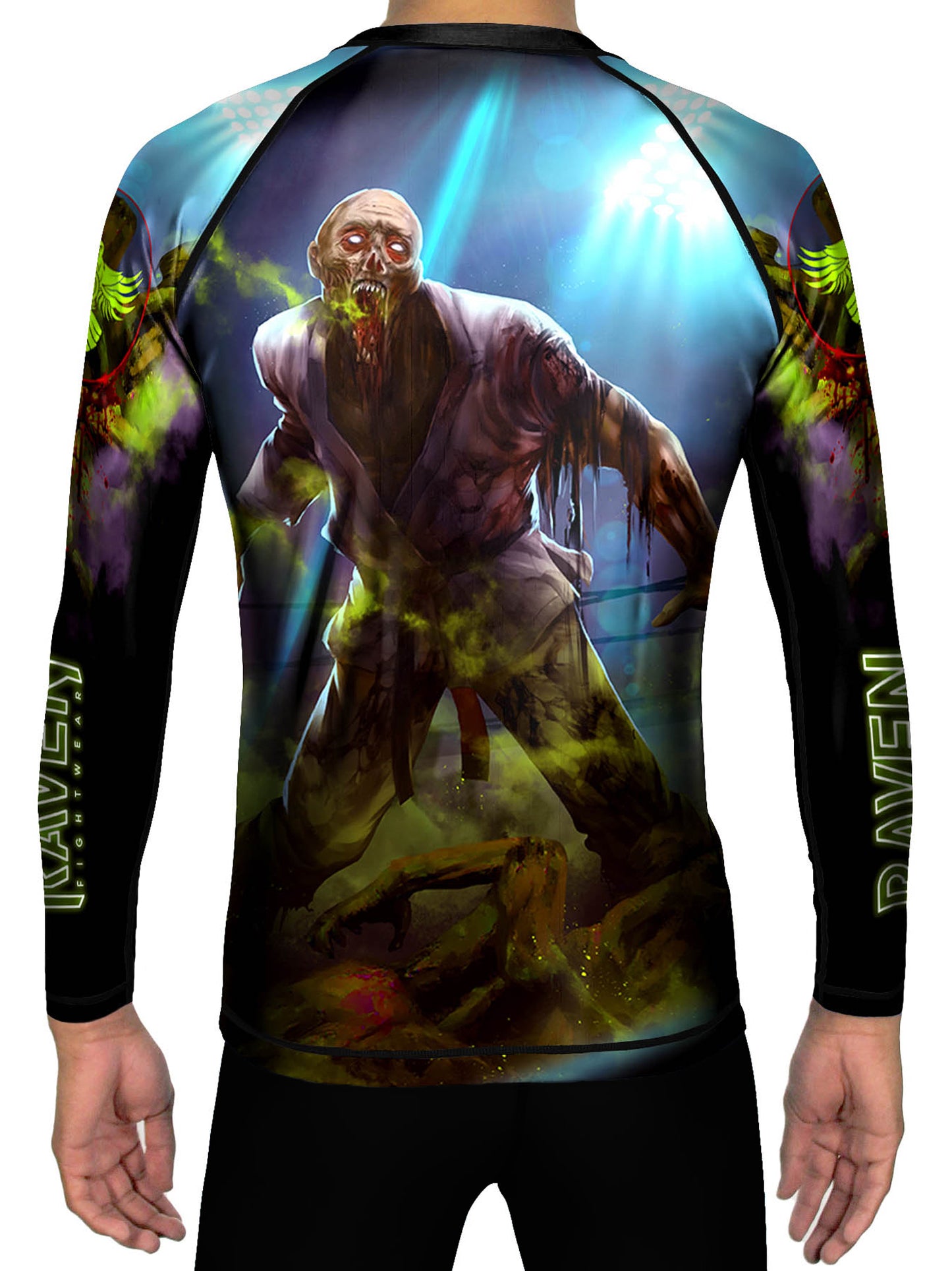 Raven Fightwear Men's Zombie 2.0 Jiu Jitsu BJJ Rash Guard MMA Black