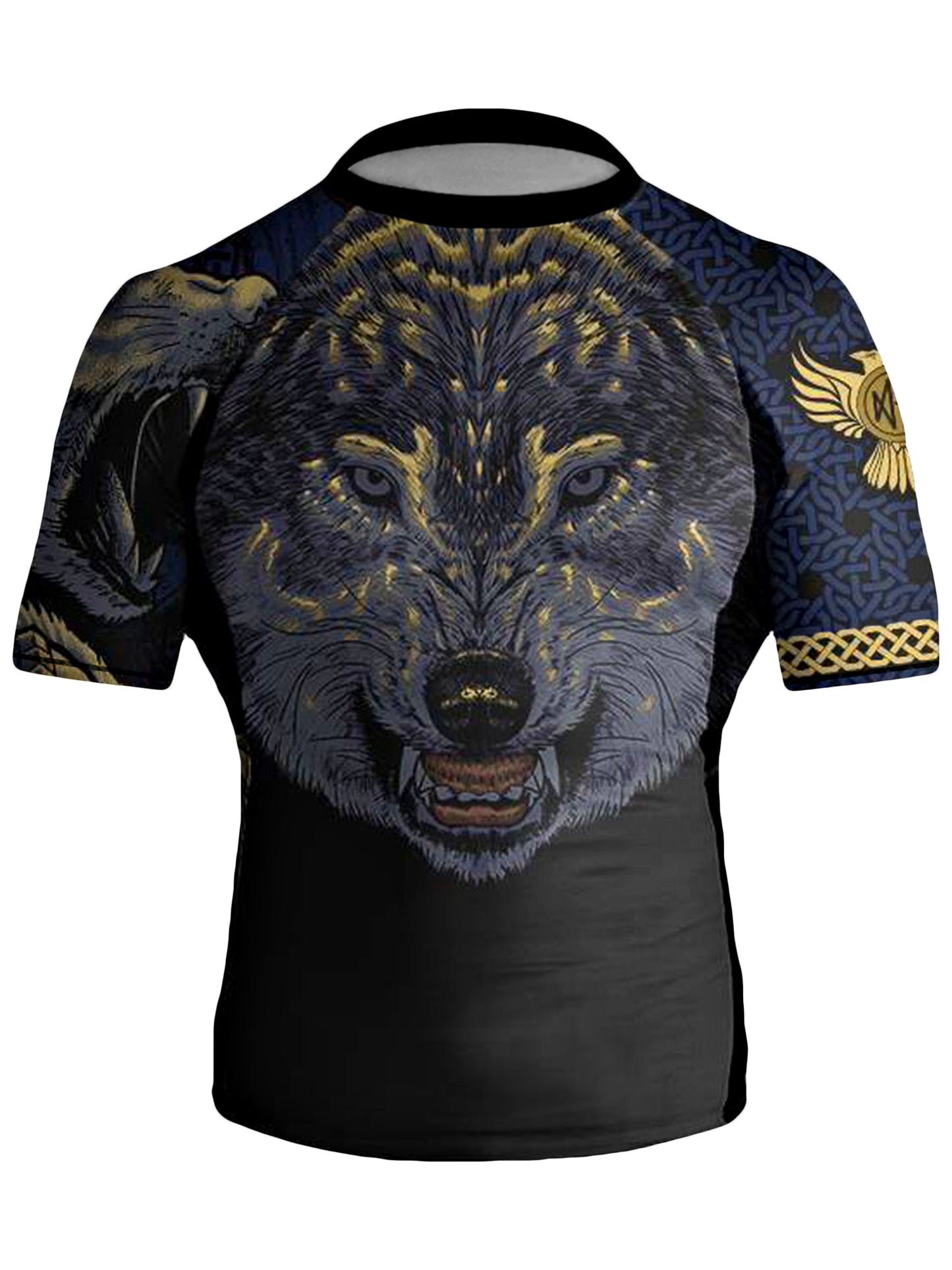 Raven Fightwear Men's Ulfhedinn Wolf Norse BJJ Rash Guard Short Sleeve MMA Black