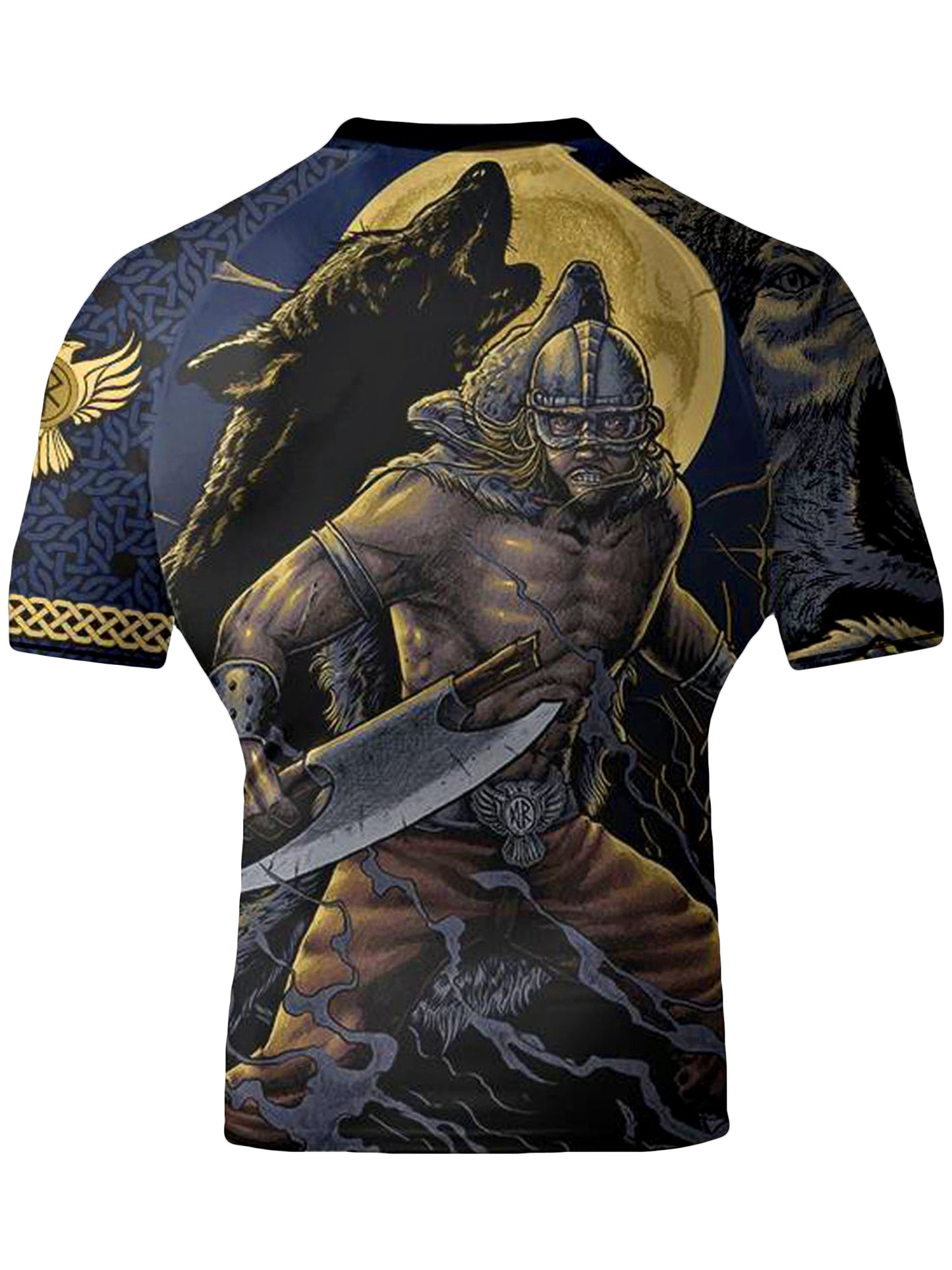 Raven Fightwear Men's Ulfhedinn Wolf Norse BJJ Rash Guard Short Sleeve MMA Black