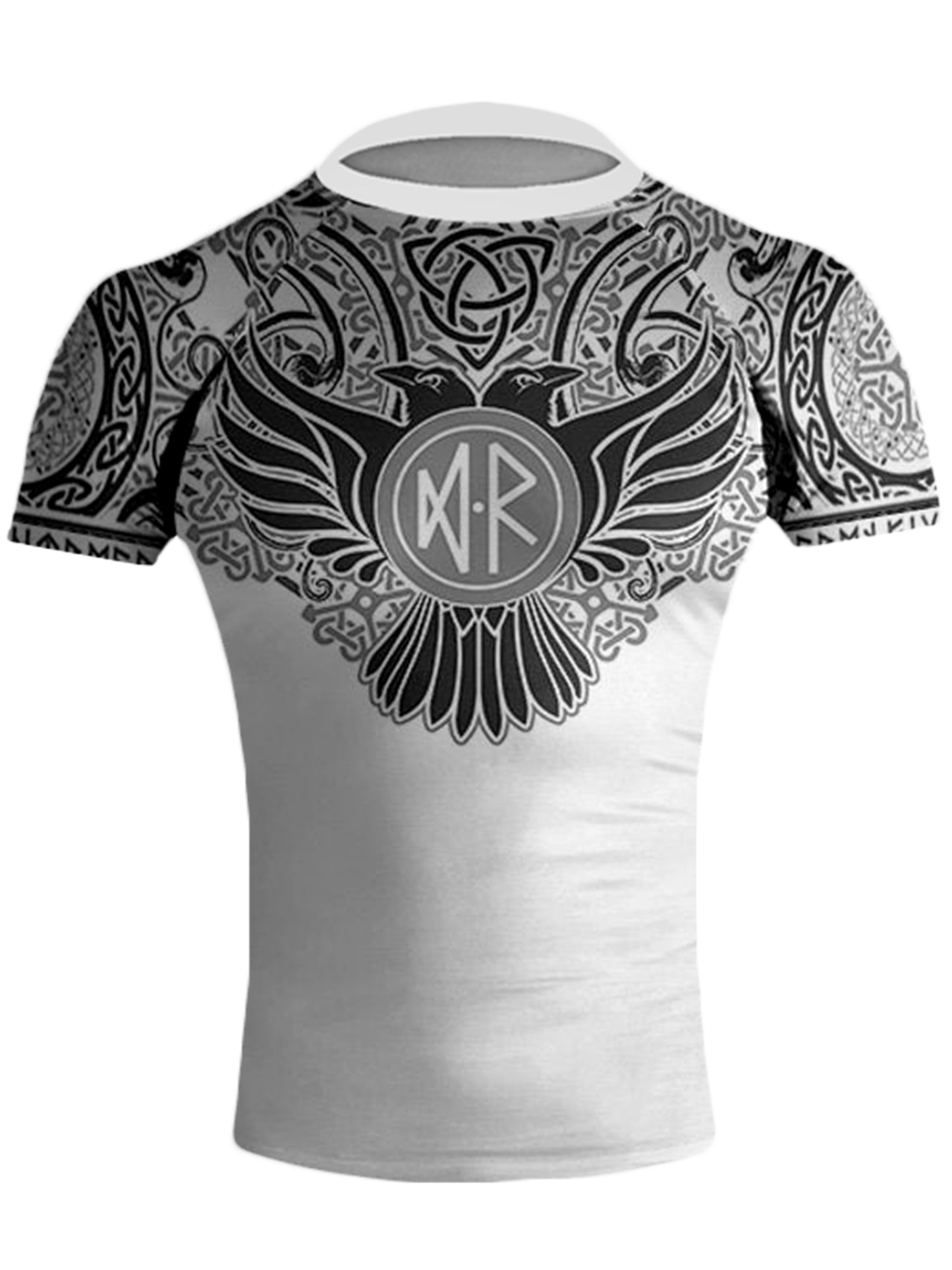 Raven Fightwear Men's Nordic Jiu Jitsu BJJ Rash Guard Short Sleeve MMA White