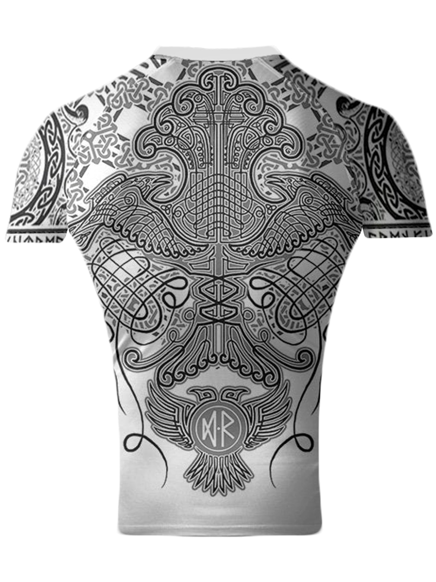 Raven Fightwear Men's Nordic Jiu Jitsu BJJ Rash Guard Short Sleeve MMA White