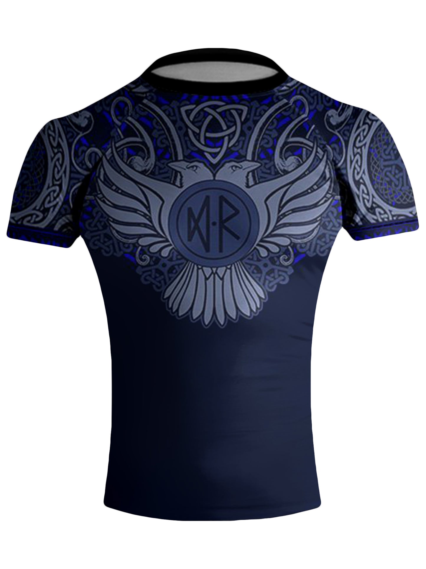 Raven Fightwear Men's Nordic Jiu Jitsu BJJ Rash Guard Short Sleeve MMA Blue