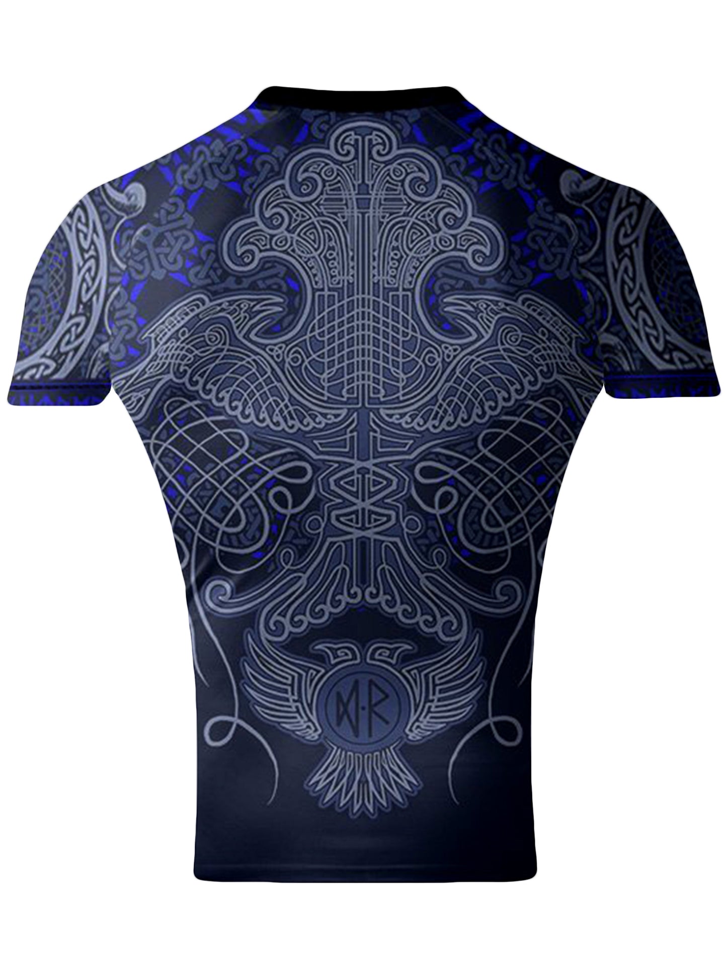 Raven Fightwear Men's Nordic Jiu Jitsu BJJ Rash Guard Short Sleeve MMA Blue