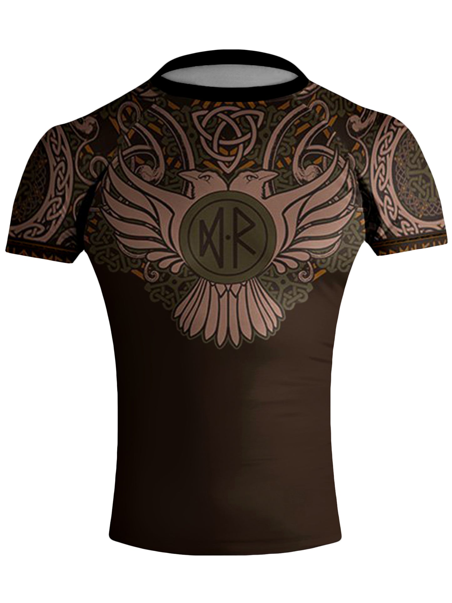 Raven Fightwear Men's Nordic Jiu Jitsu BJJ Rash Guard Short Sleeve MMA Brown