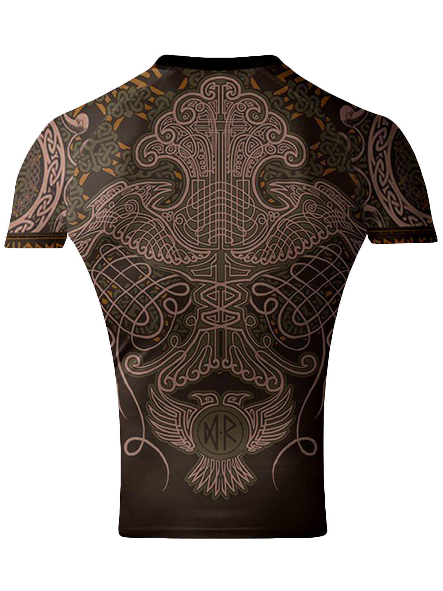 Raven Fightwear Men's Nordic Jiu Jitsu BJJ Rash Guard Short Sleeve MMA Brown