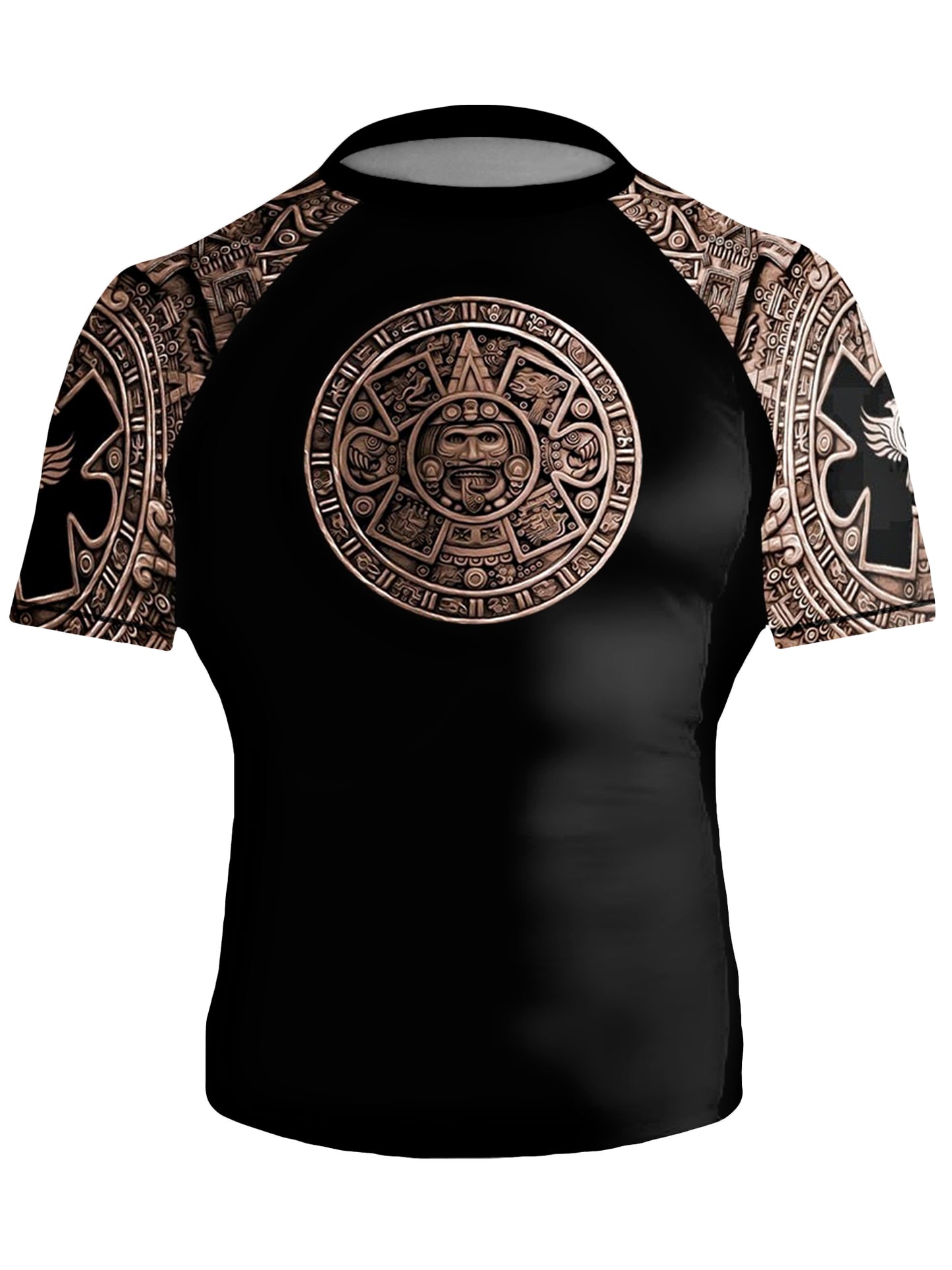 Raven Fightwear Men's Aztec Ranked Jiu Jitsu BJJ Rash Guard Short Sleeve MMA Brown