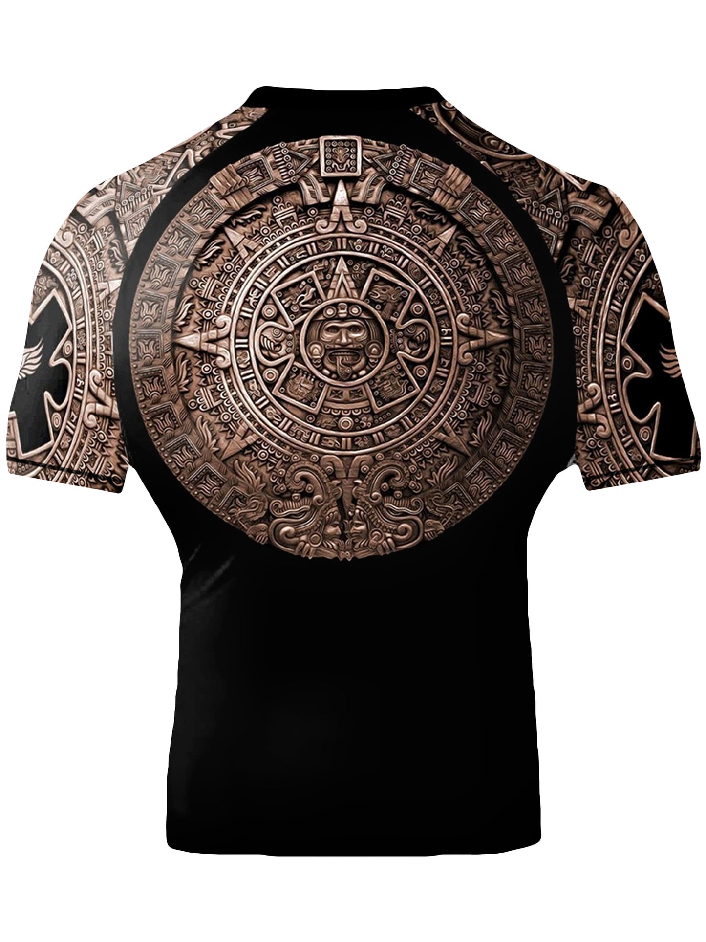 Raven Fightwear Men's Aztec Ranked Jiu Jitsu BJJ Rash Guard Short Sleeve MMA Brown