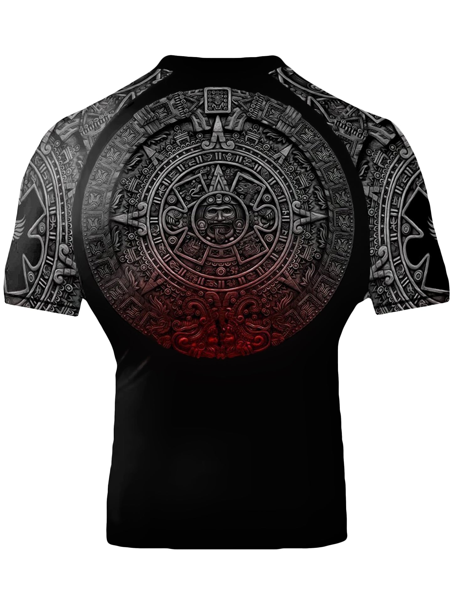 Raven Fightwear Men's Aztec Ranked Jiu Jitsu BJJ Rash Guard Short Sleeve MMA Black