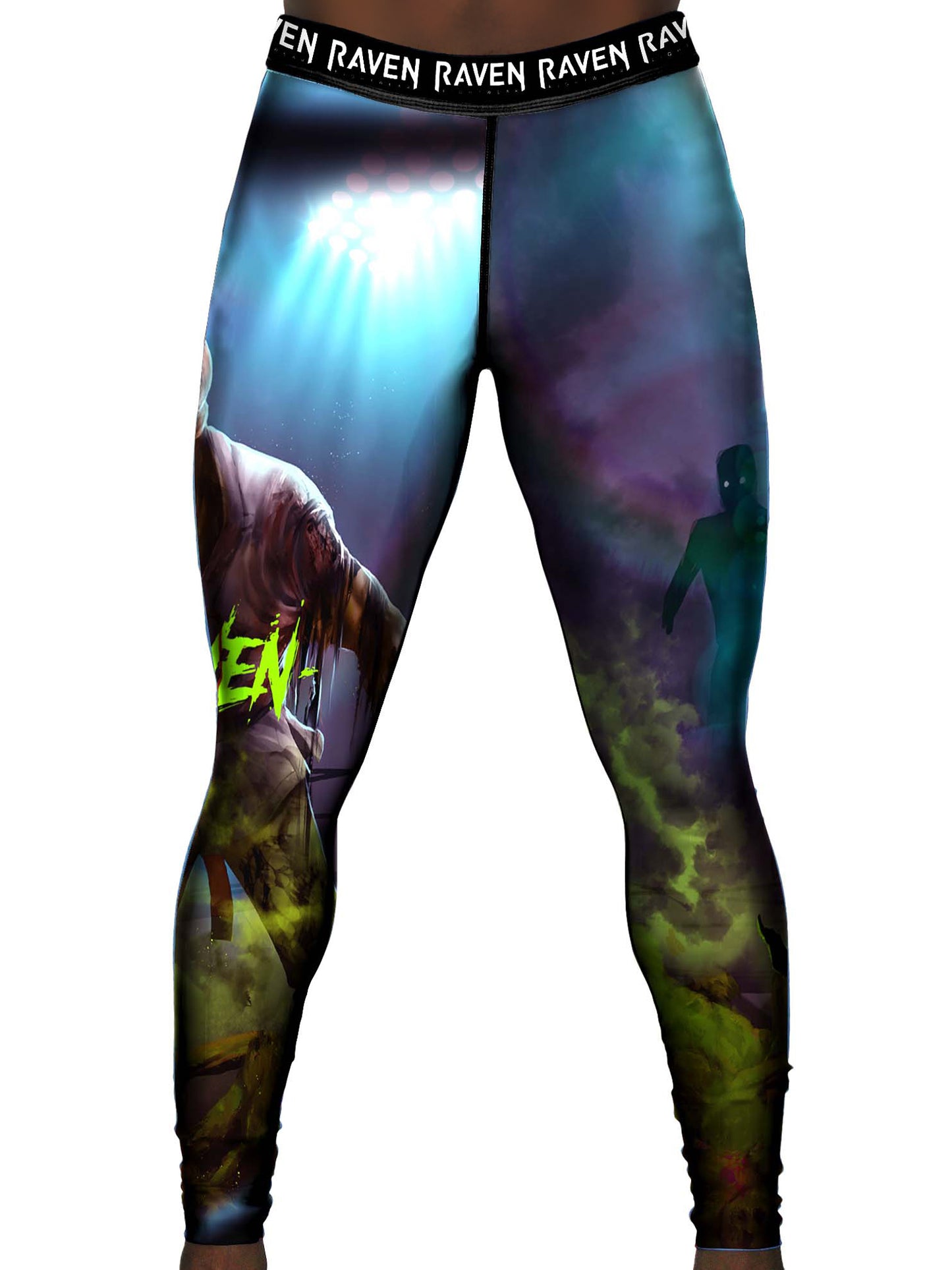 Raven Fightwear Men's Zombie 2.0 No Gi Jiu Jitsu Pants BJJ Spats Leggings MMA Black