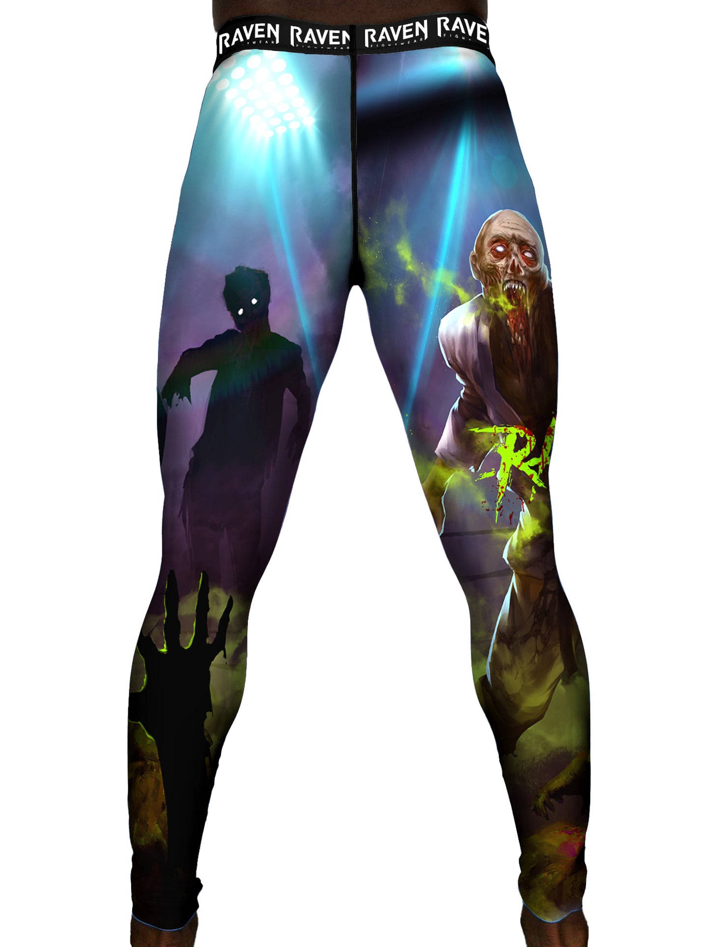 Raven Fightwear Men's Zombie 2.0 No Gi Jiu Jitsu Pants BJJ Spats Leggings MMA Black