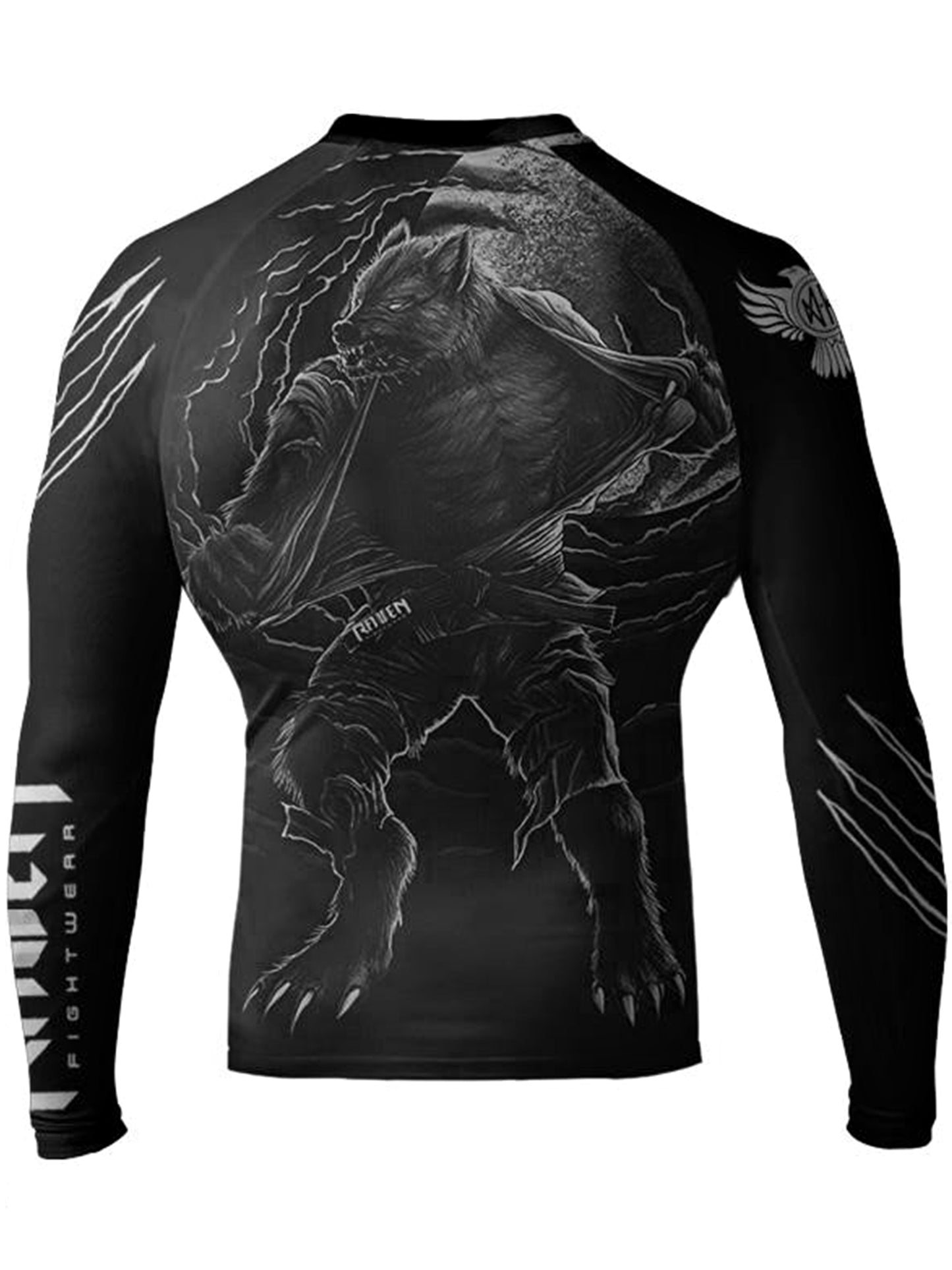 Raven Fightwear Men's BJJ Horror Werewolf Jiu Jitsu BJJ Rash Guard MMA Black Edition