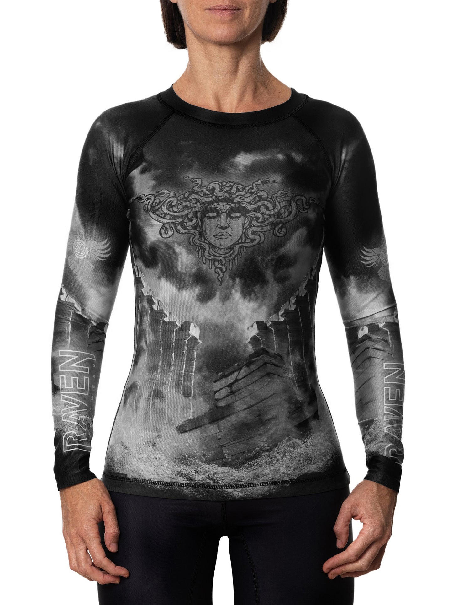 Raven Fightwear Women's The Gorgon Medusa BJJ Rash Guard MMA Black Edition