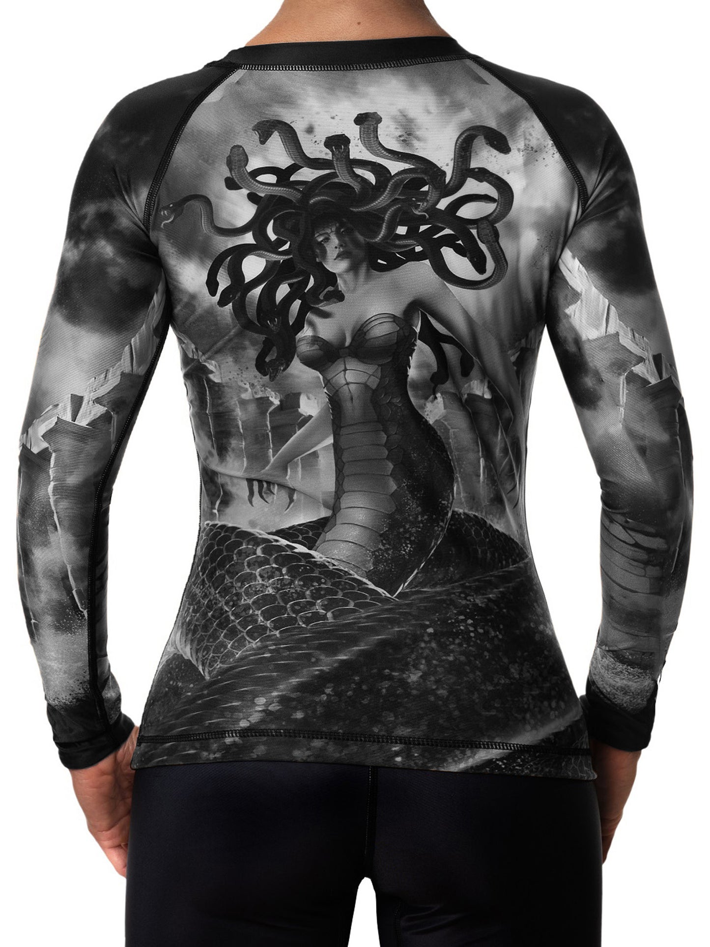 Raven Fightwear Women's The Gorgon Medusa BJJ Rash Guard MMA Black Edition