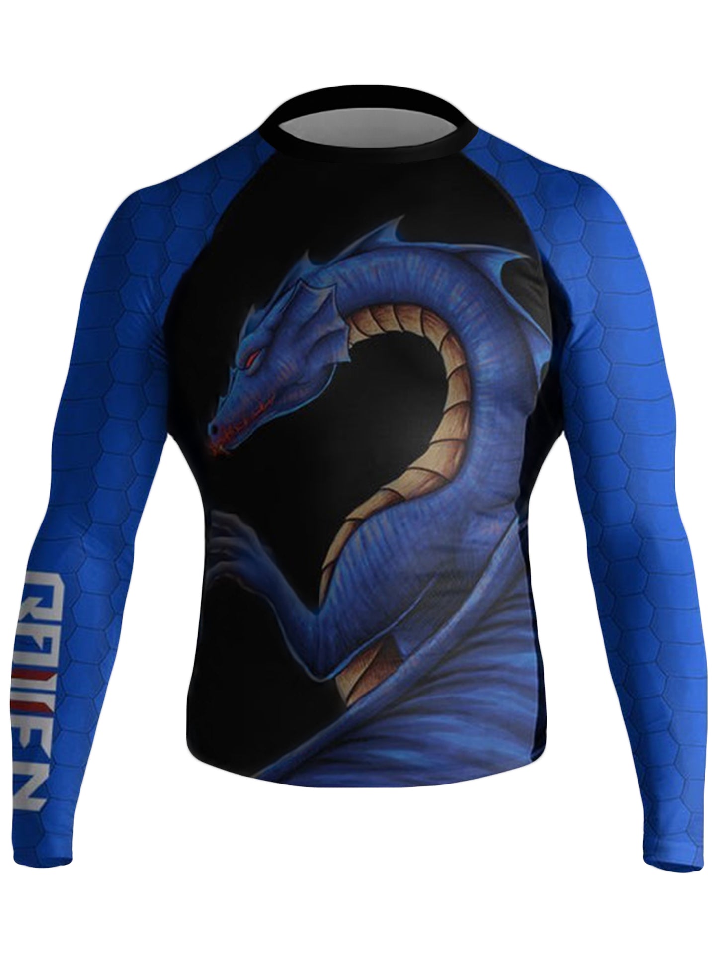 Raven Fightwear Men's Blue Dragon BJJ Jiu Jitsu Rash Guard MMA