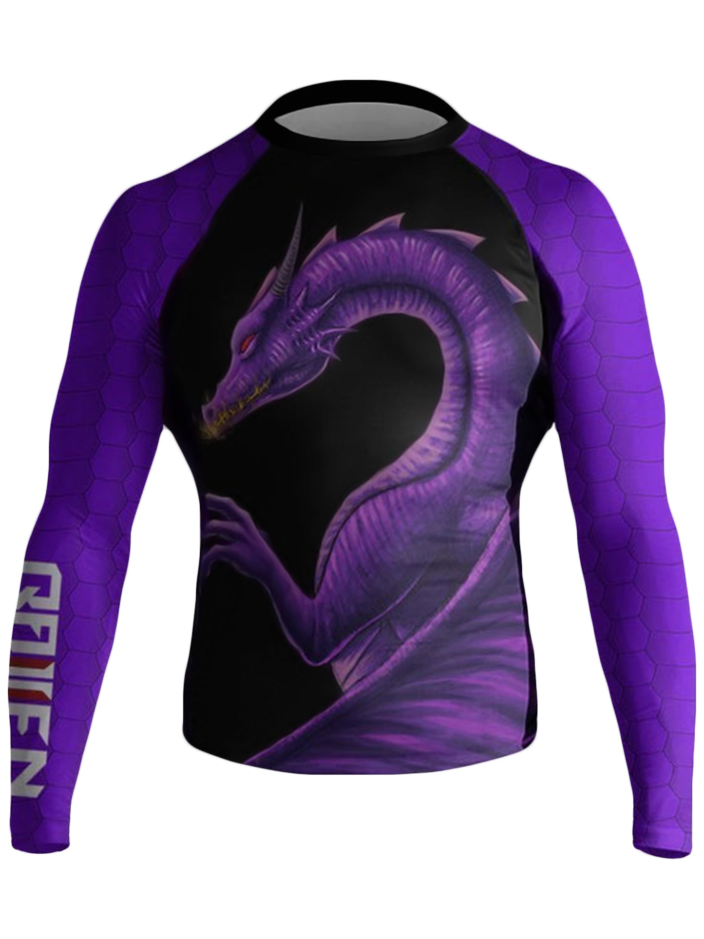 Raven Fightwear Men's Purple Dragon BJJ Jiu Jitsu Rash Guard MMA