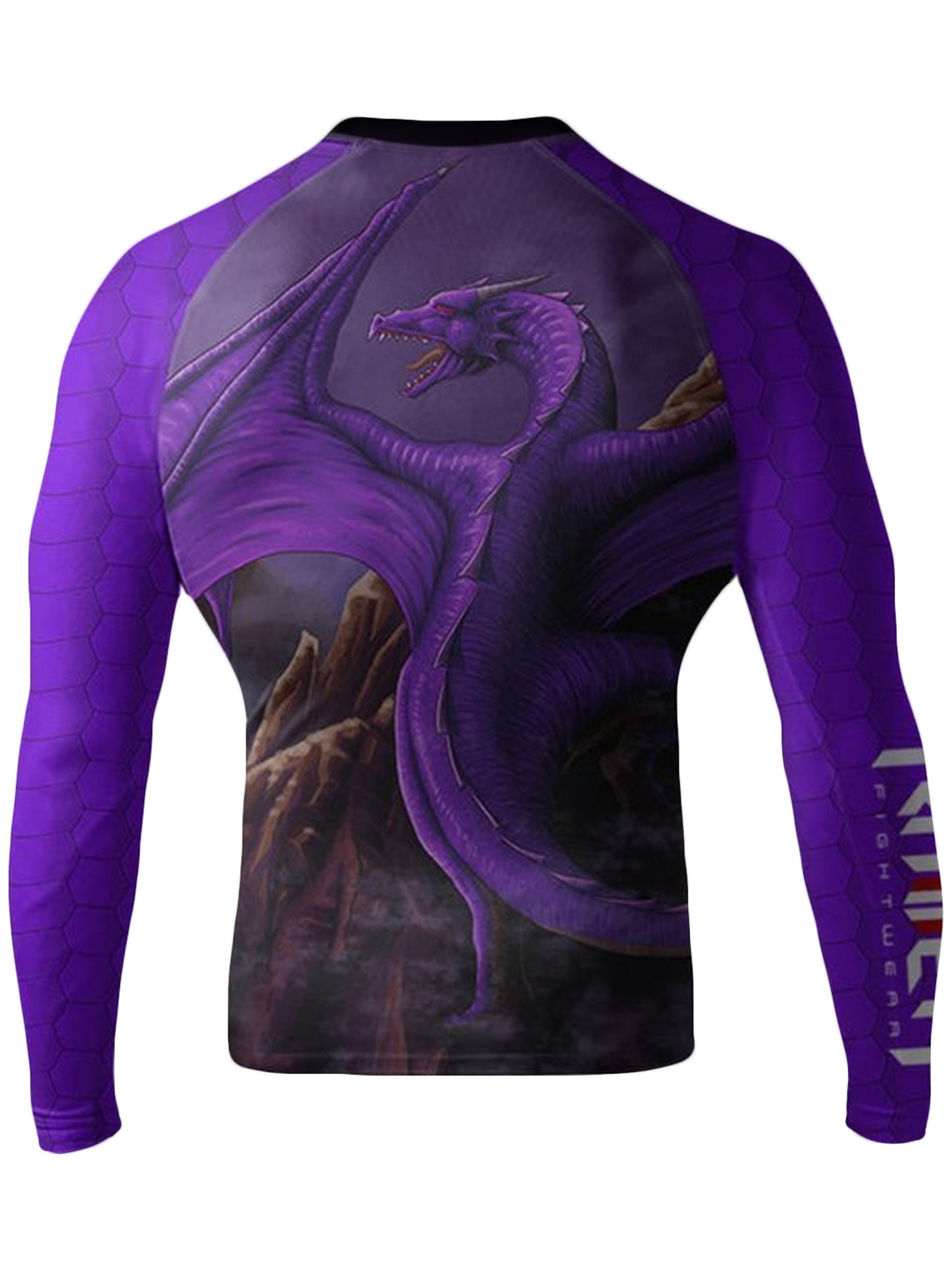 Raven Fightwear Men's Purple Dragon BJJ Jiu Jitsu Rash Guard MMA