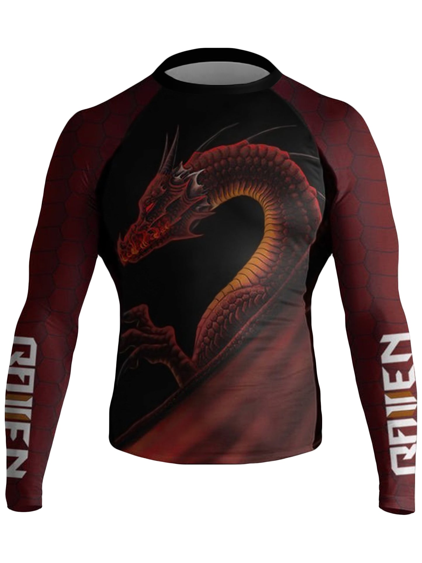 Raven Fightwear Men's Red Dragon BJJ Jiu Jitsu Rash Guard MMA