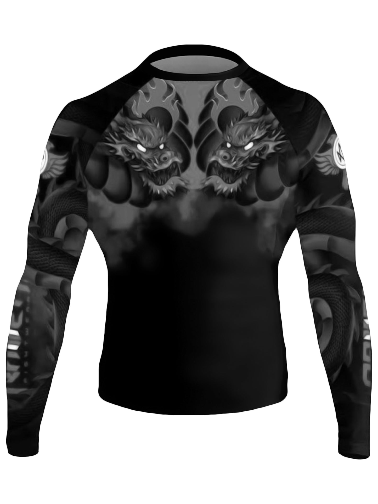 Raven Fightwear Men's The illustrated Geisha Dragon BJJ Rash Guard MMA Black Edition