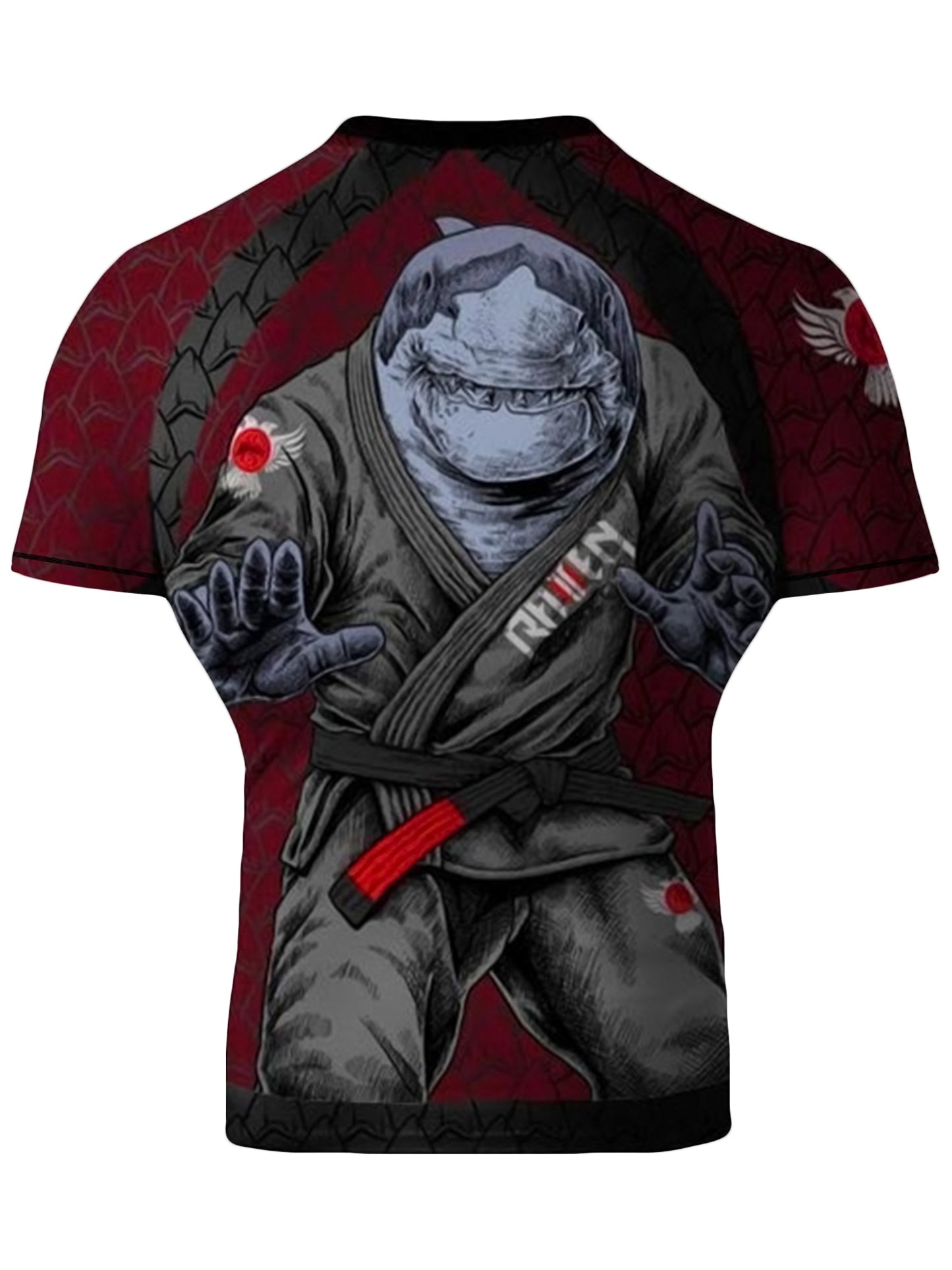 Raven Fightwear Men's Shark Attack BJJ Rash Guard Short Sleeve MMA