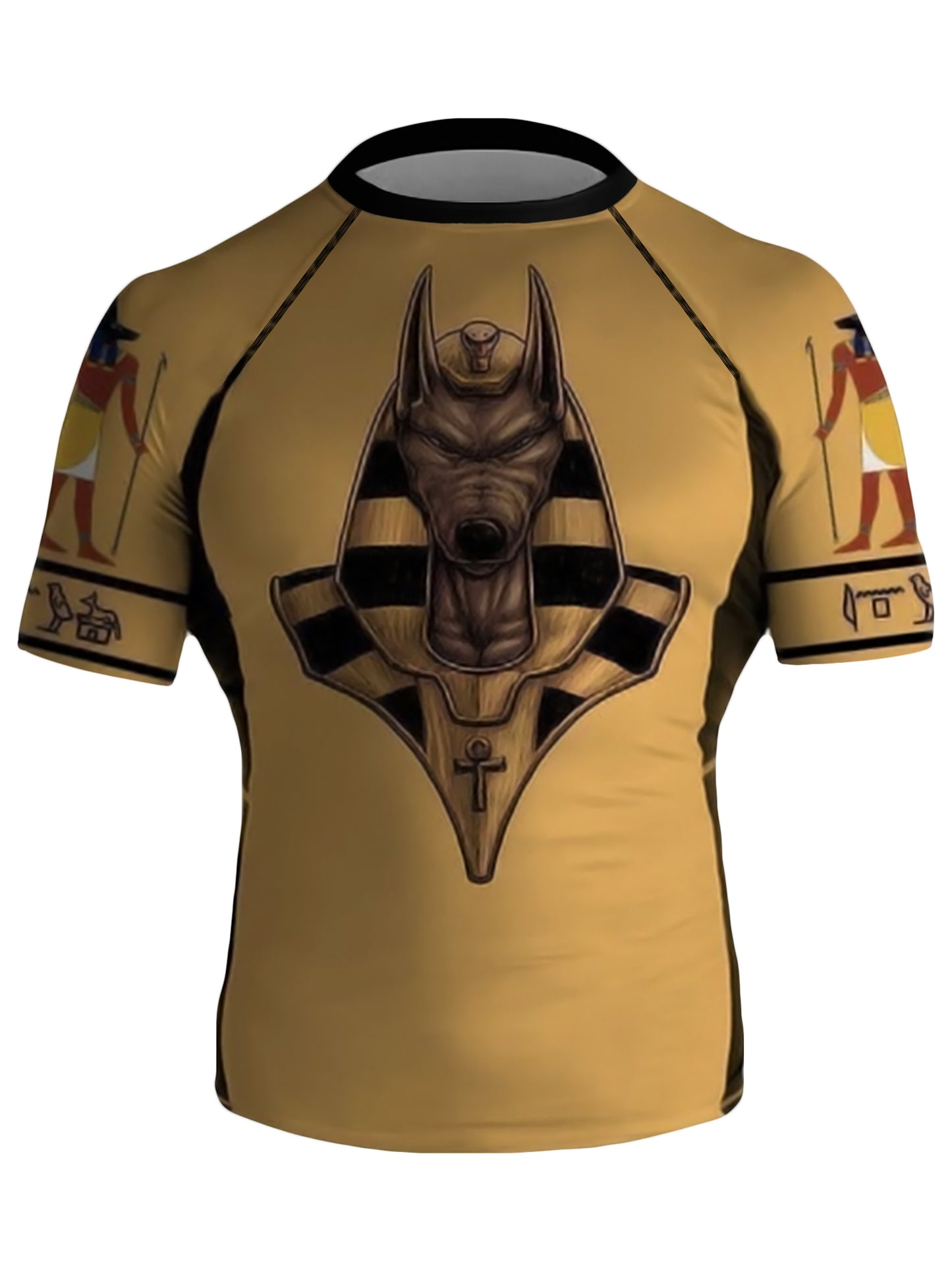 Raven Fightwear Men's Anubis BJJ Rash Guard Short Sleeve MMA Gold