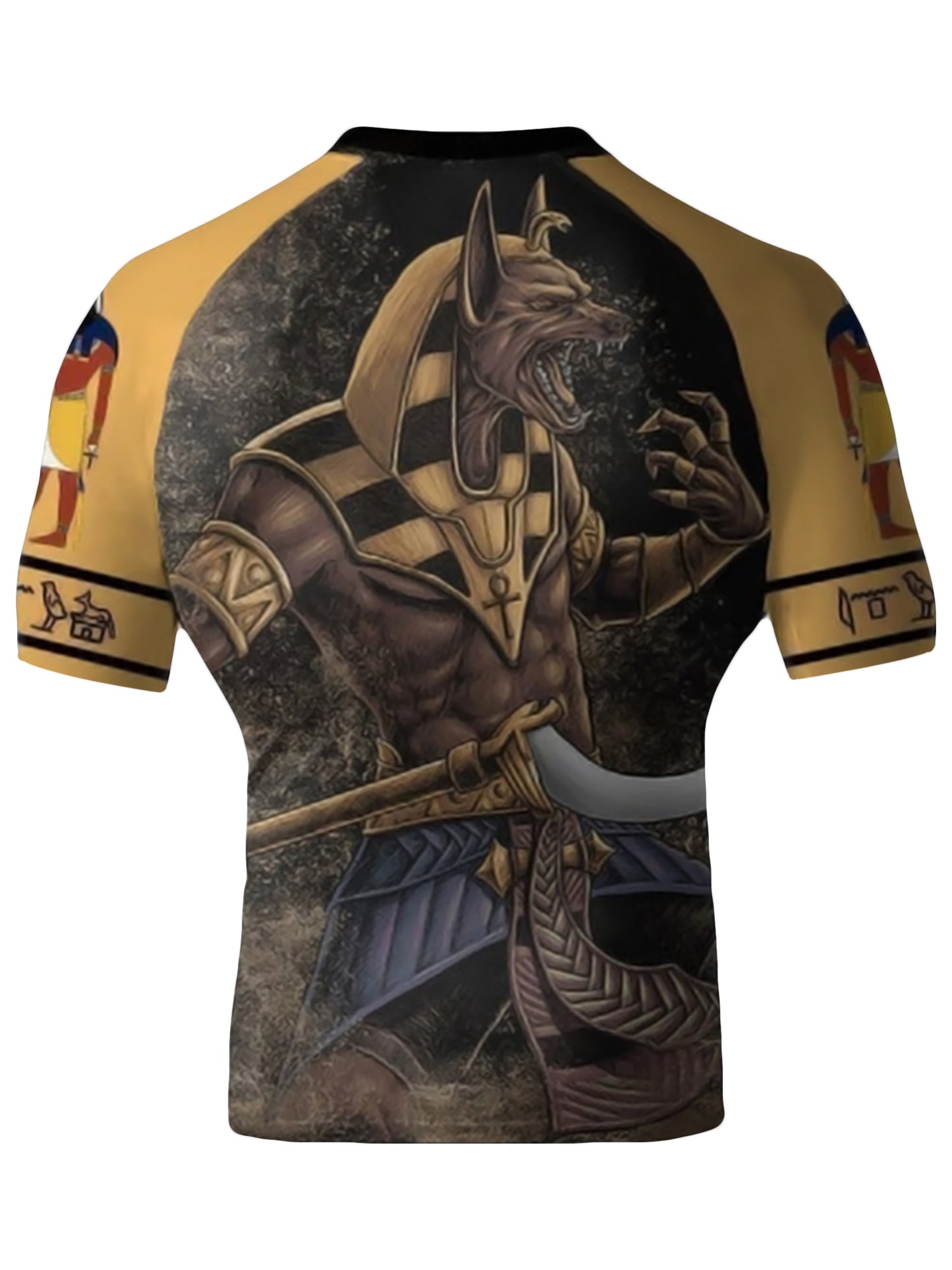 Raven Fightwear Men's Anubis BJJ Rash Guard Short Sleeve MMA Gold