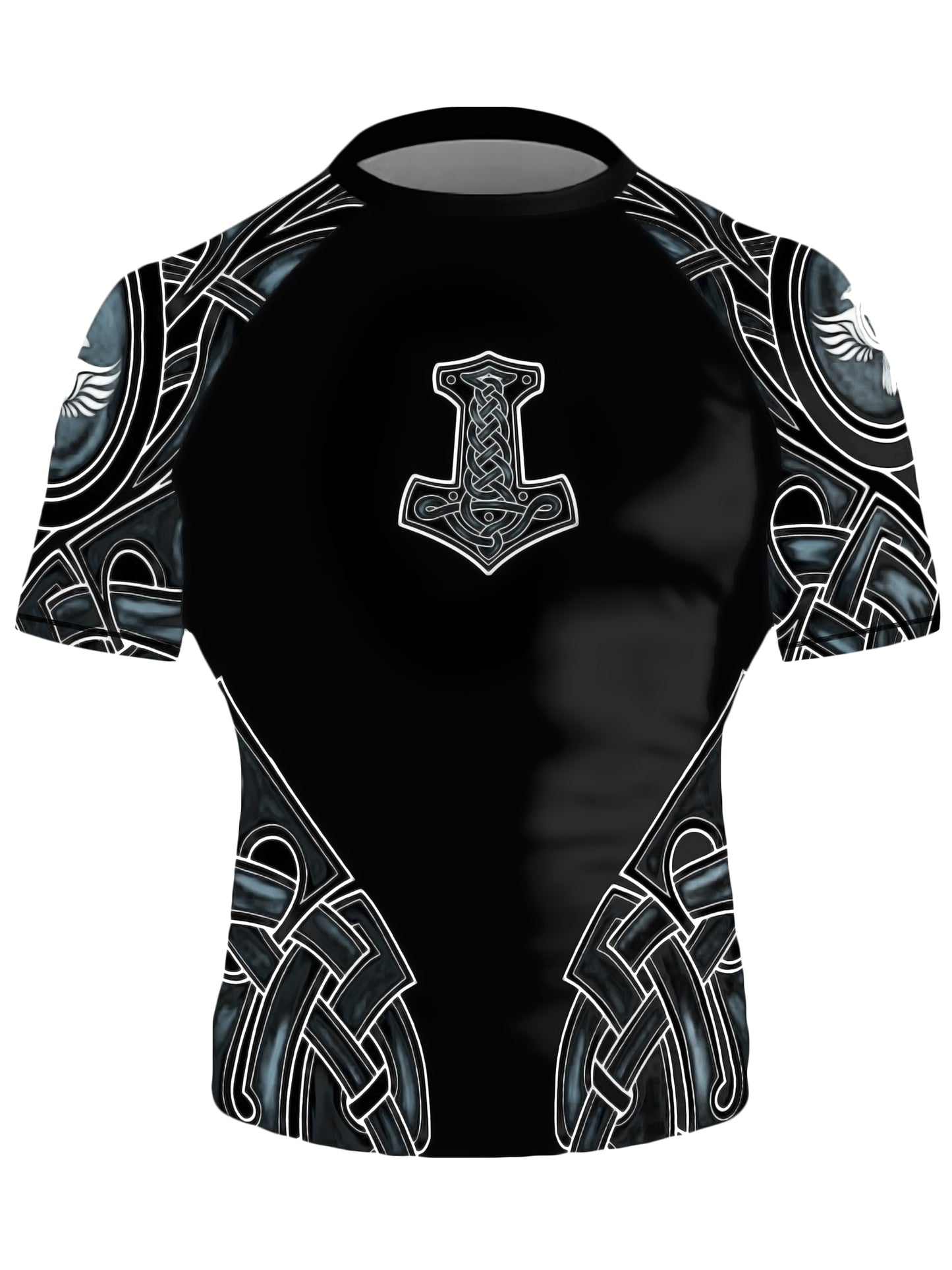 Raven Fightwear Men's Nordic 2.0 BJJ Rash Guard Short Sleeve MMA Black V1