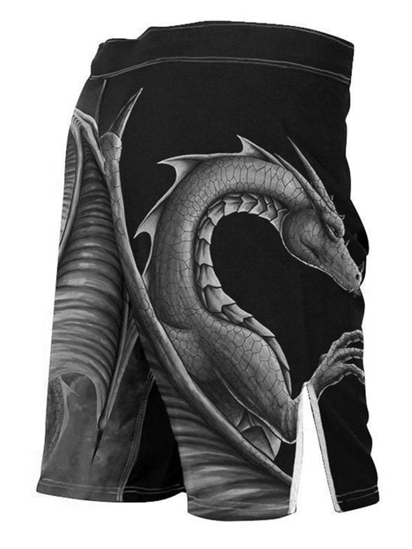 Raven Fightwear Men's White Dragon MMA Shorts BJJ Black Edition