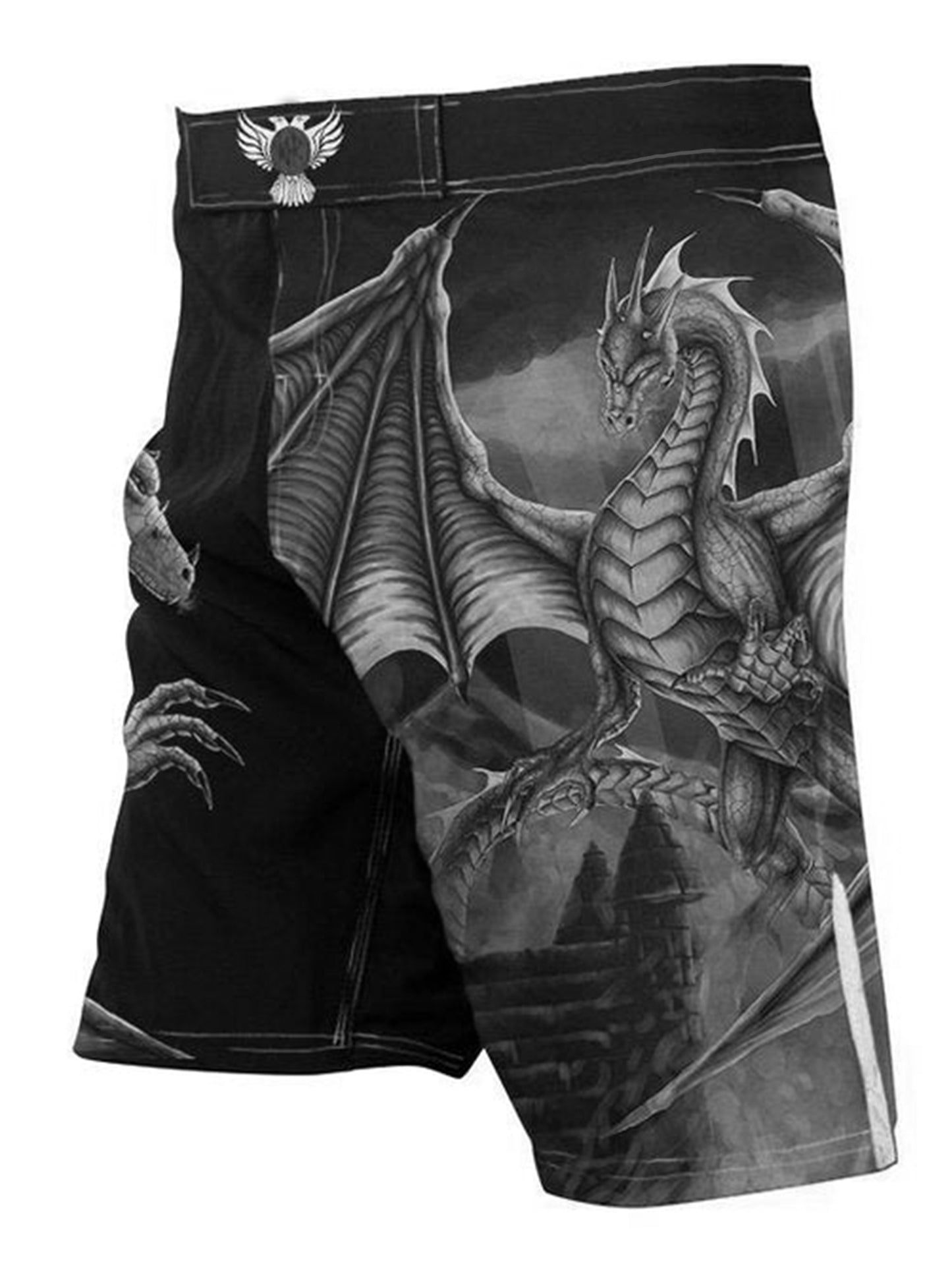 Raven Fightwear Men's White Dragon MMA Shorts BJJ Black Edition