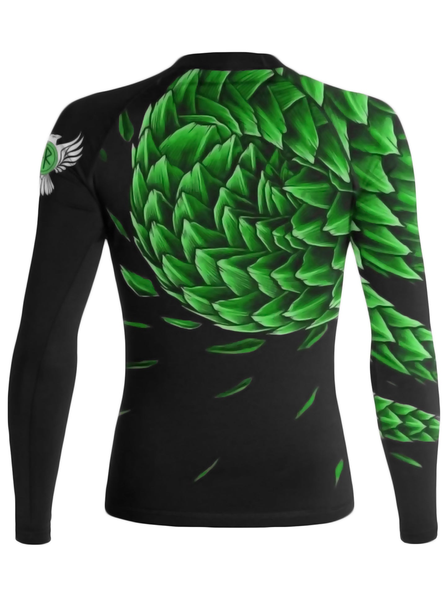 Raven Fightwear Women's Power Pangolin BJJ Rash Guard MMA Black/Green